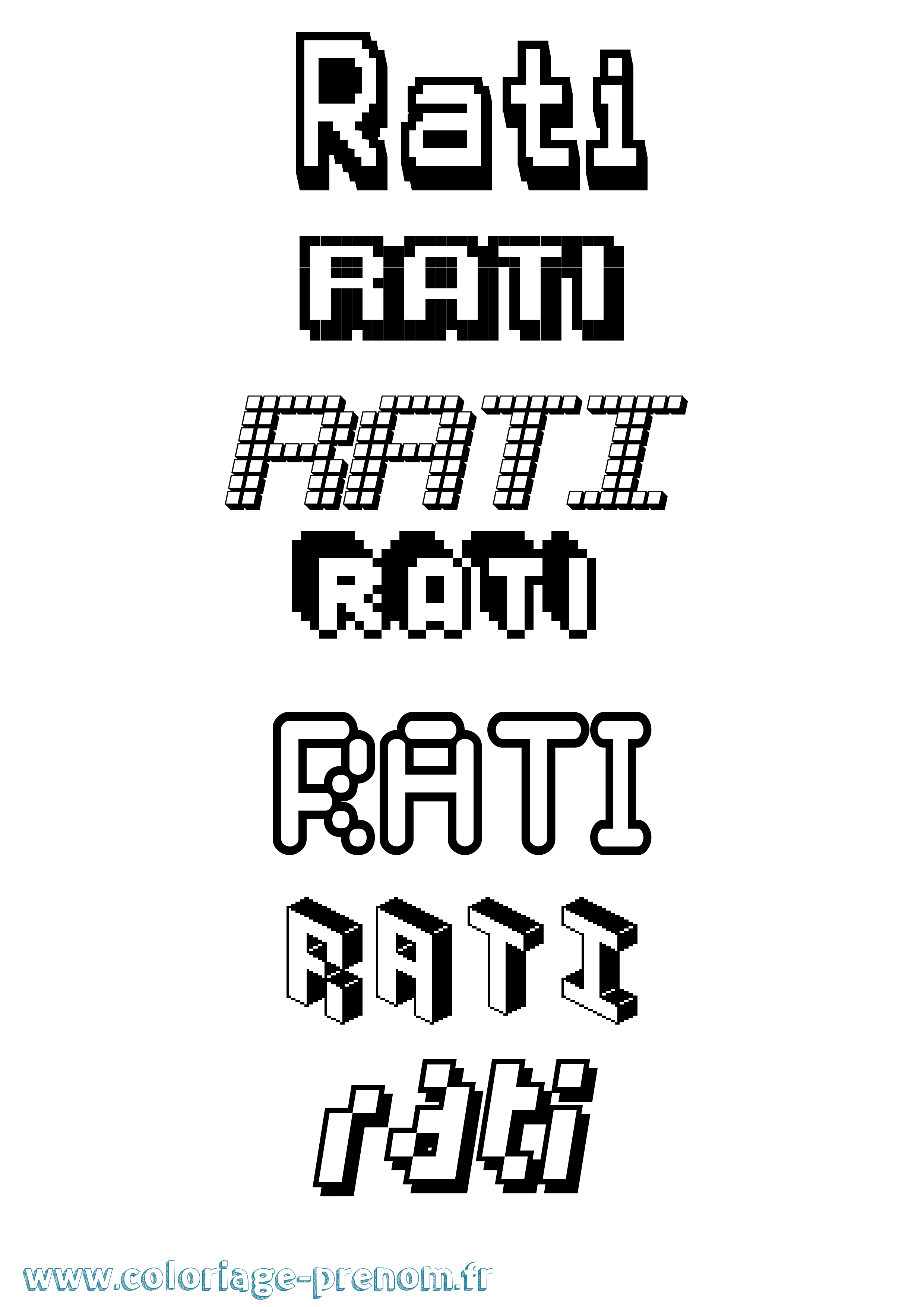 Coloriage Rati Pixel Coloriage prénom Rati Pixel