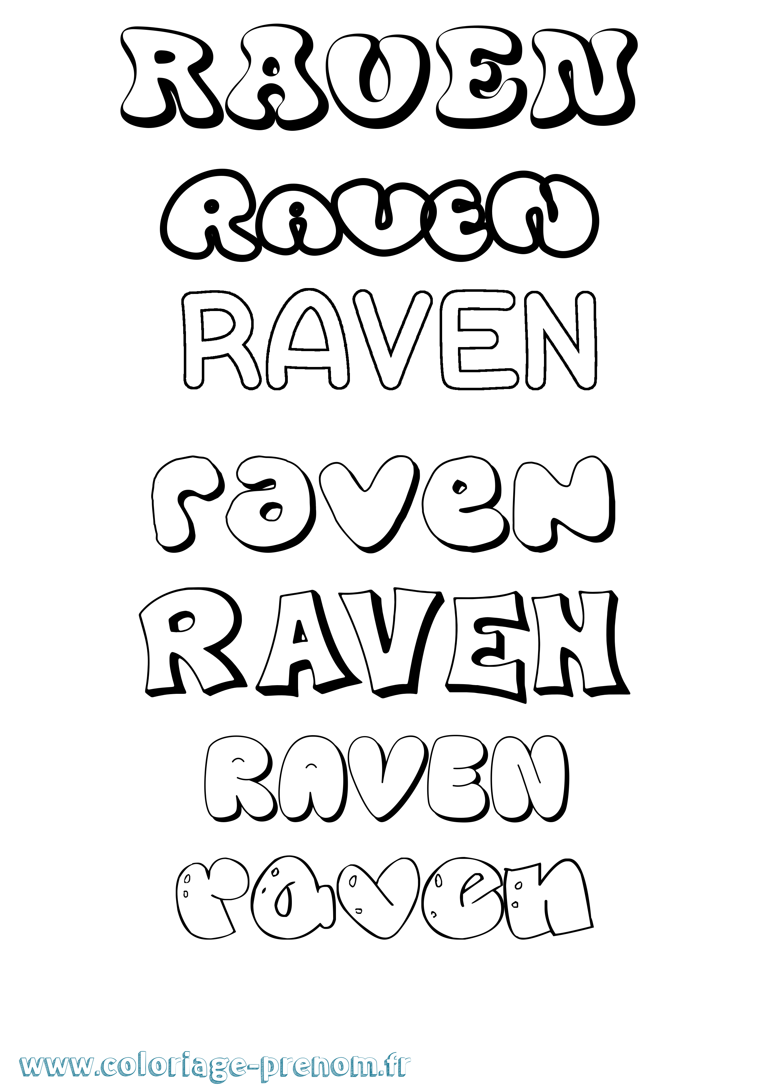 Coloriage Raven Bubble Coloriage prénom Raven Bubble
