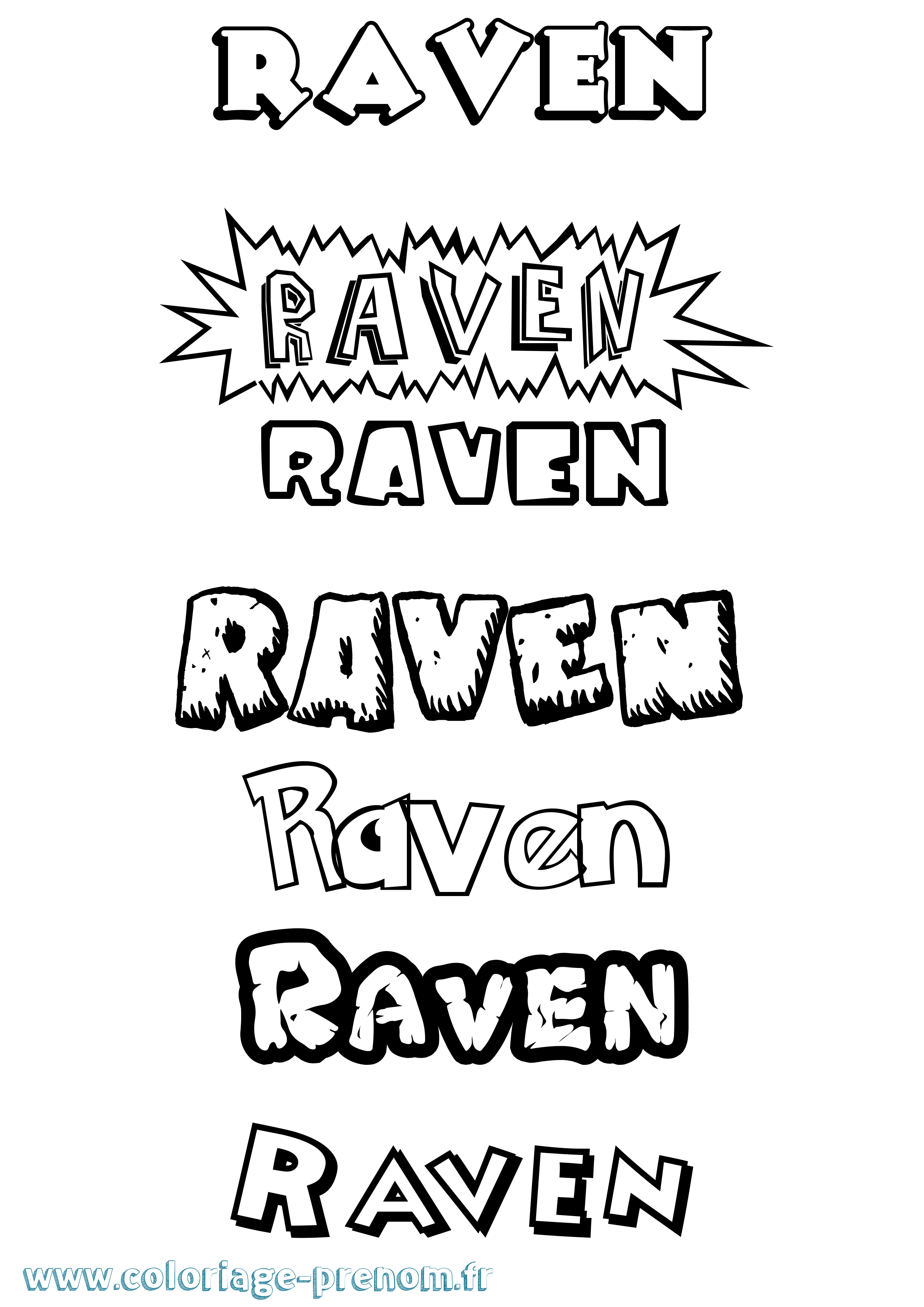 Coloriage Raven Dessin Animé Coloriage prénom Raven Dessin Animé