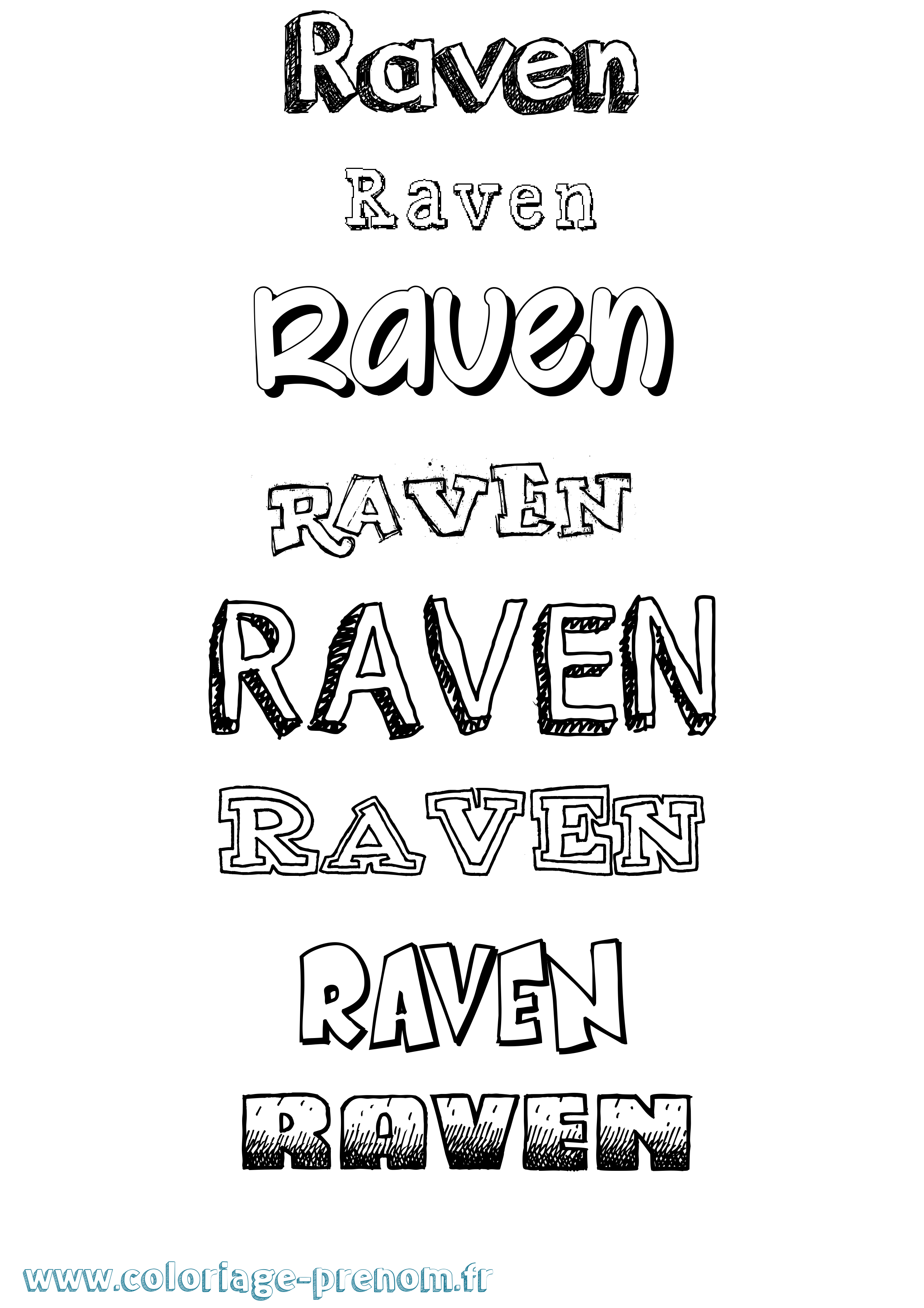 Coloriage Raven Dessiné Coloriage prénom Raven Dessiné