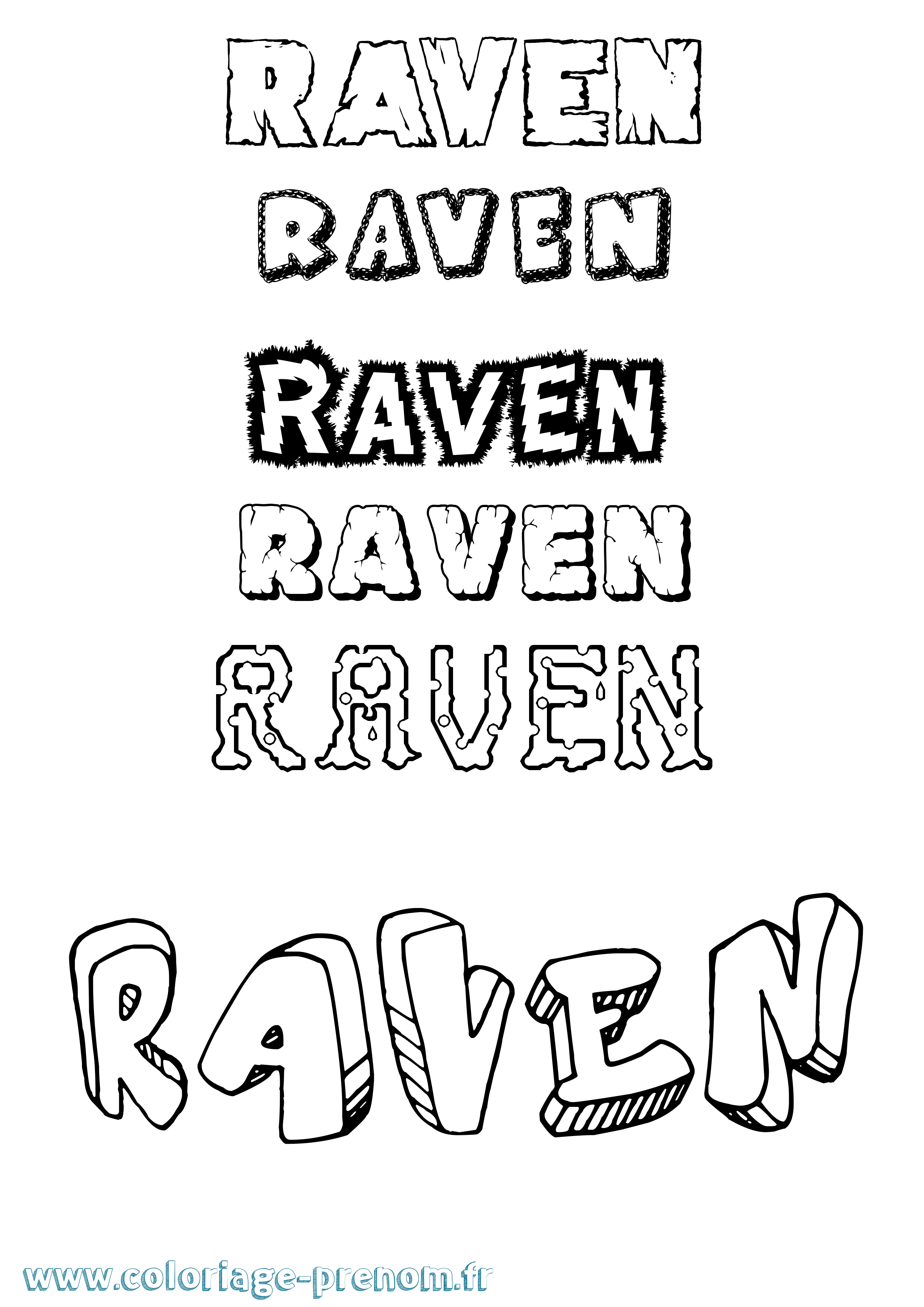 Coloriage Raven Destructuré Coloriage prénom Raven Destructuré