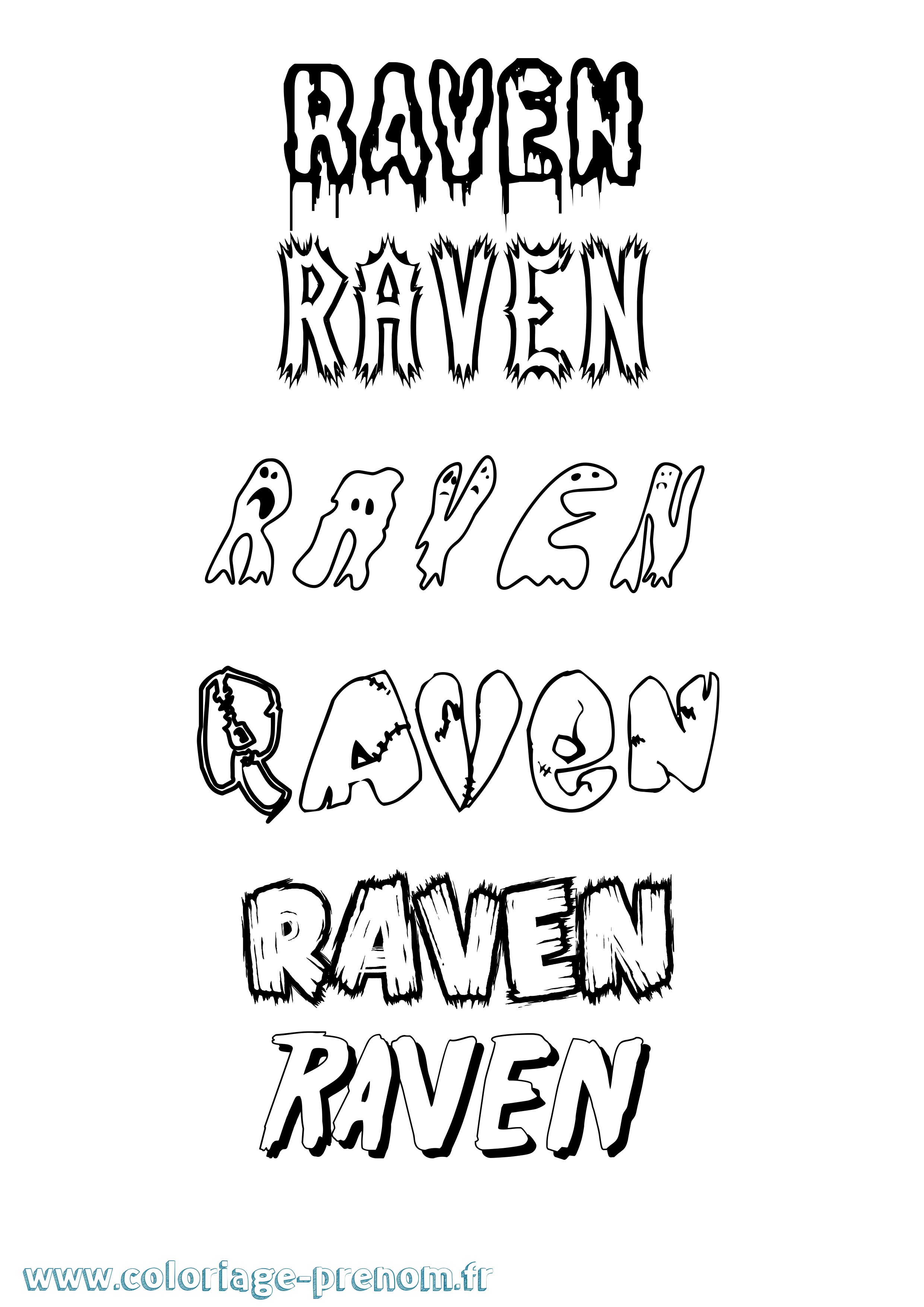 Coloriage Raven Frisson Coloriage prénom Raven Frisson