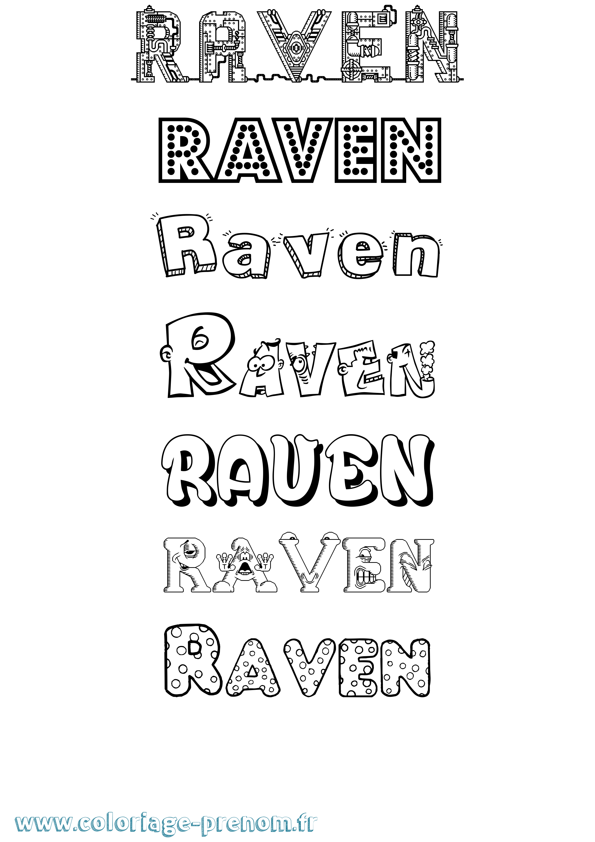 Coloriage Raven Fun Coloriage prénom Raven Fun