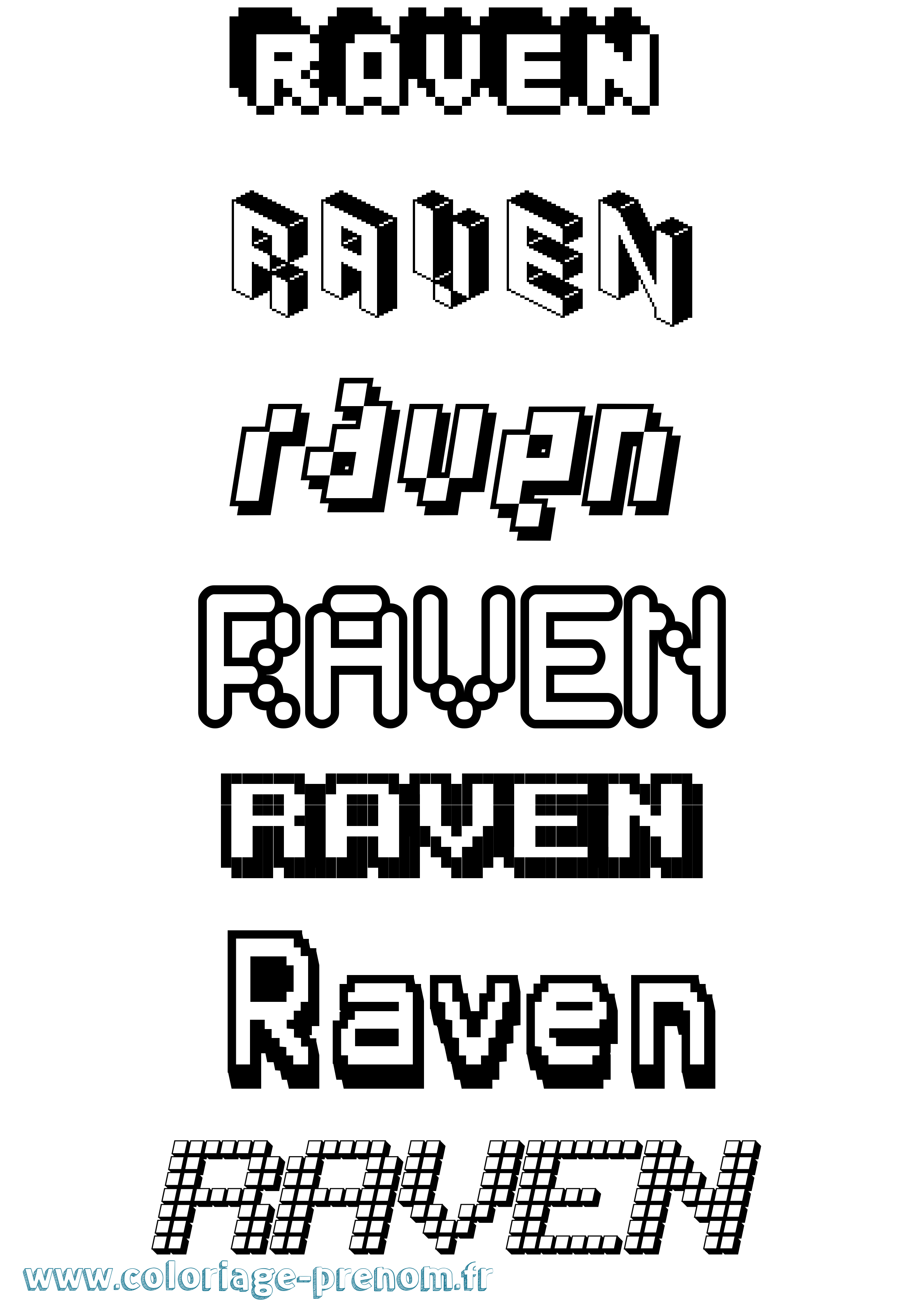 Coloriage Raven Pixel Coloriage prénom Raven Pixel