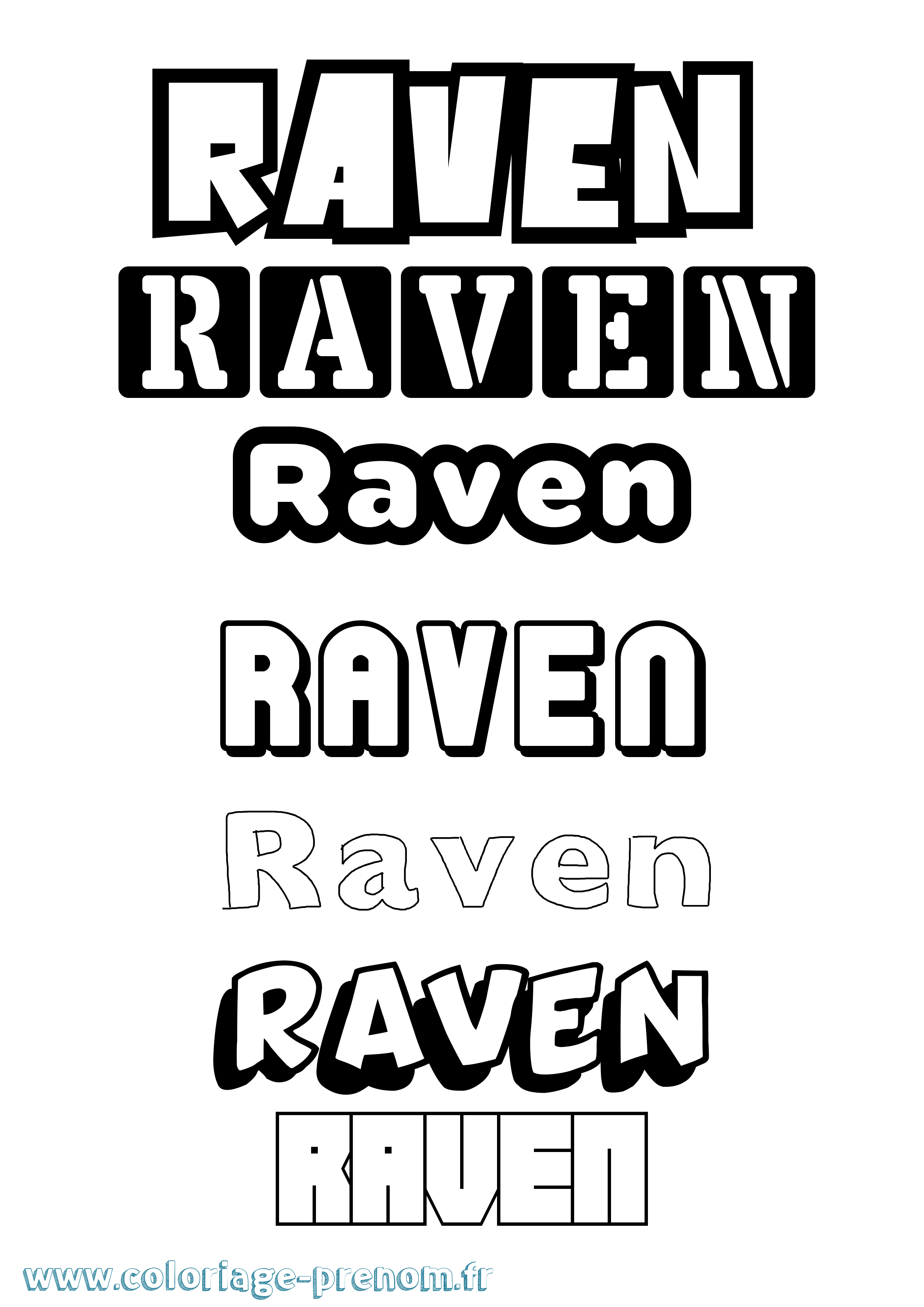 Coloriage Raven Simple Coloriage prénom Raven Simple