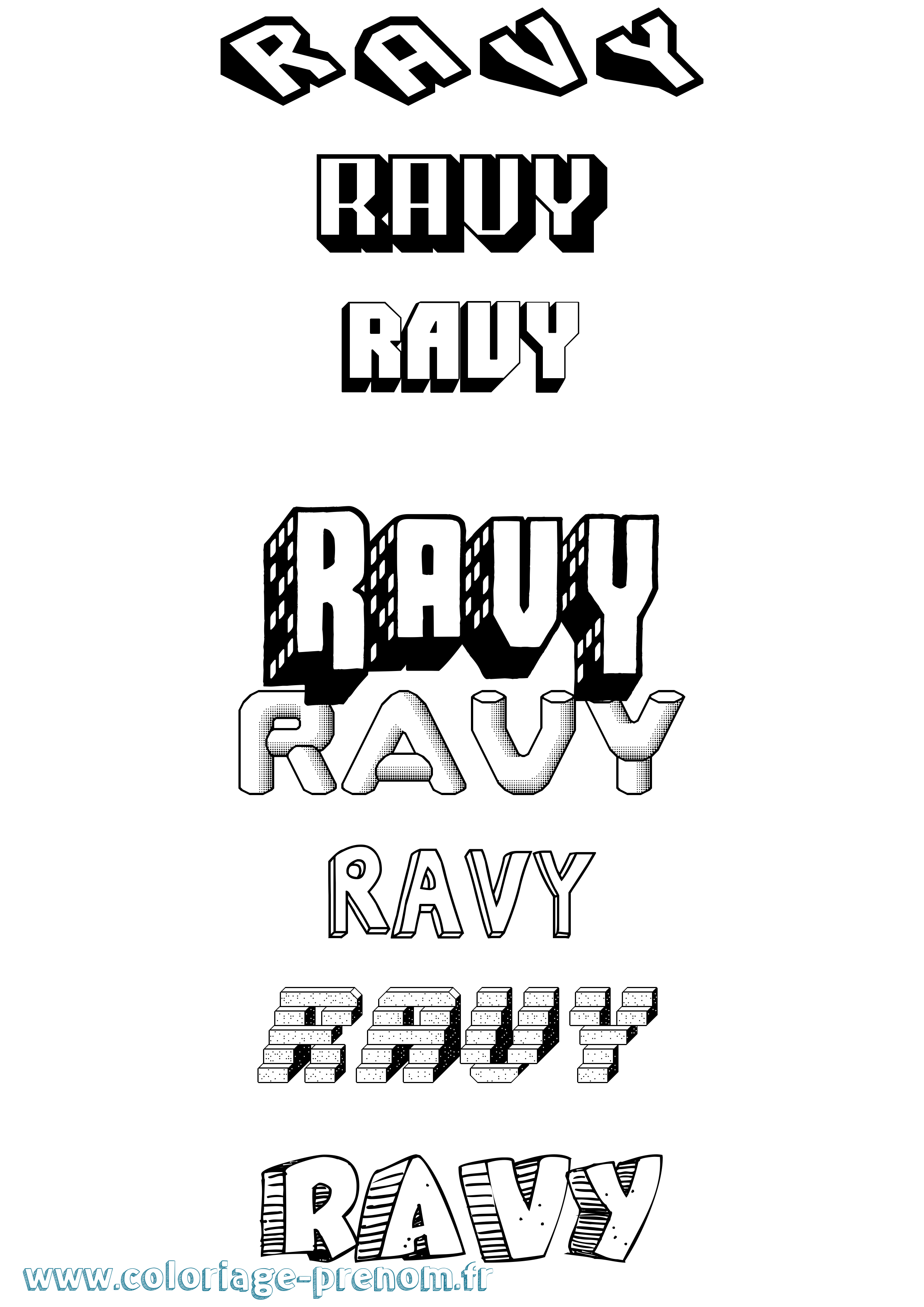 Coloriage Ravy Effet 3D Coloriage prénom Ravy Effet 3D