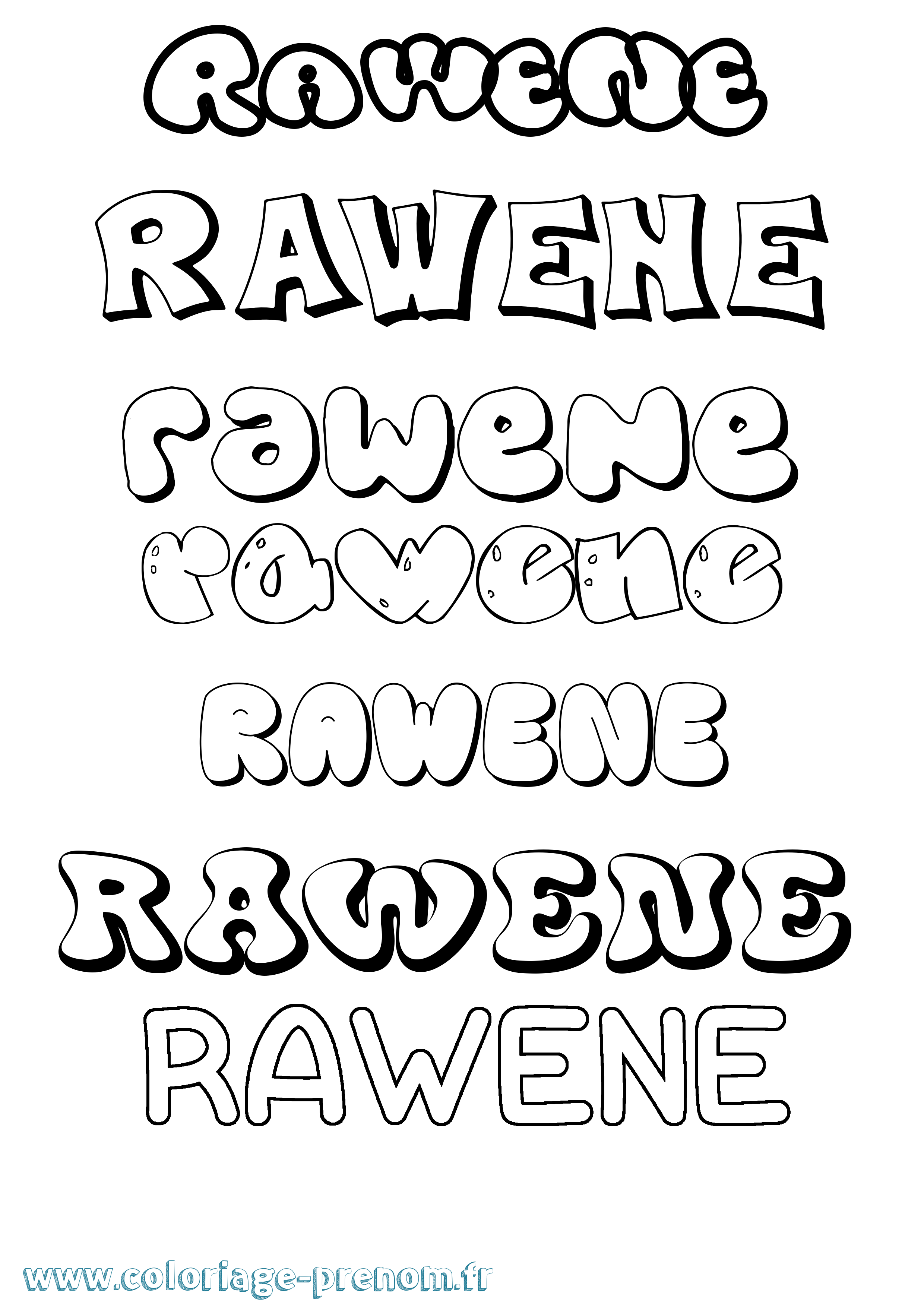 Coloriage Rawene Bubble Coloriage prénom Rawene Bubble