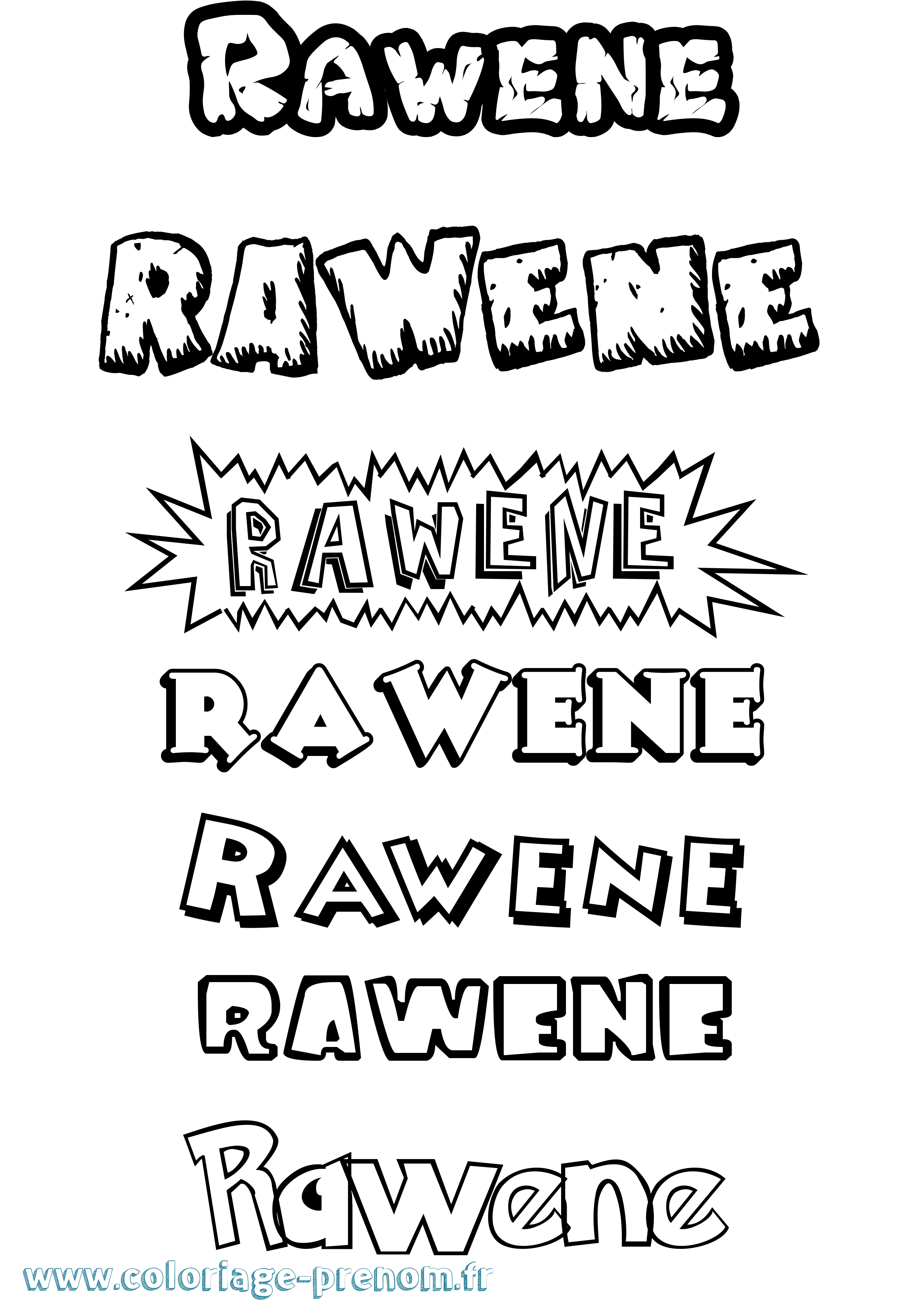 Coloriage Rawene Dessin Animé Coloriage prénom Rawene Dessin Animé