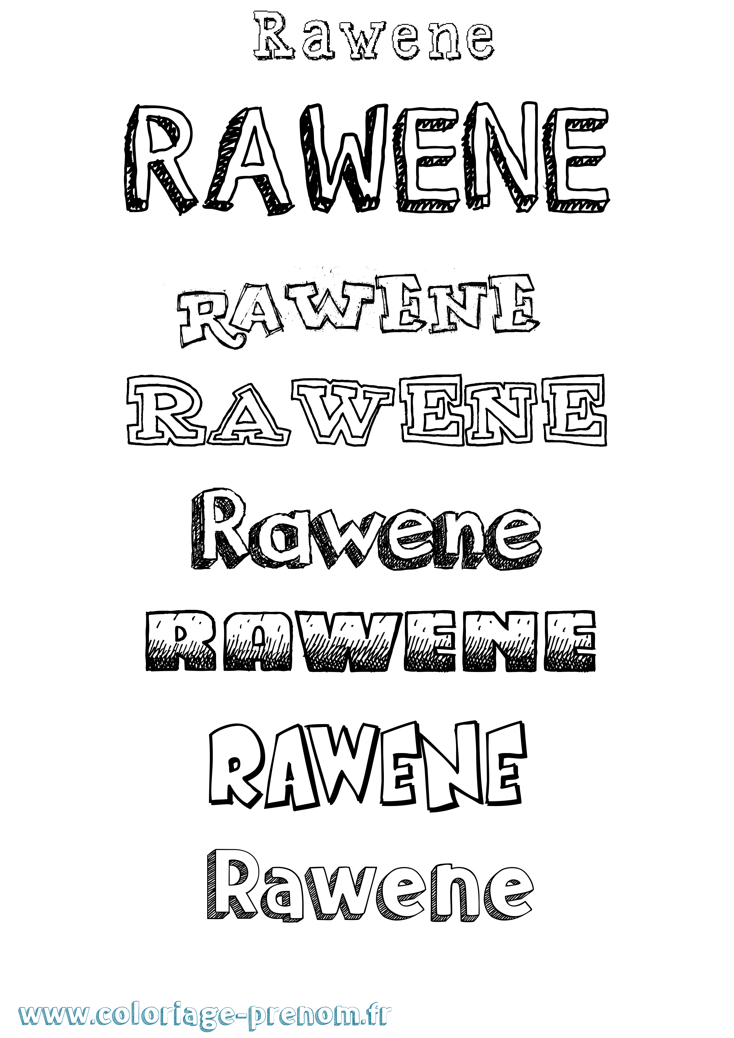 Coloriage Rawene Dessiné Coloriage prénom Rawene Dessiné
