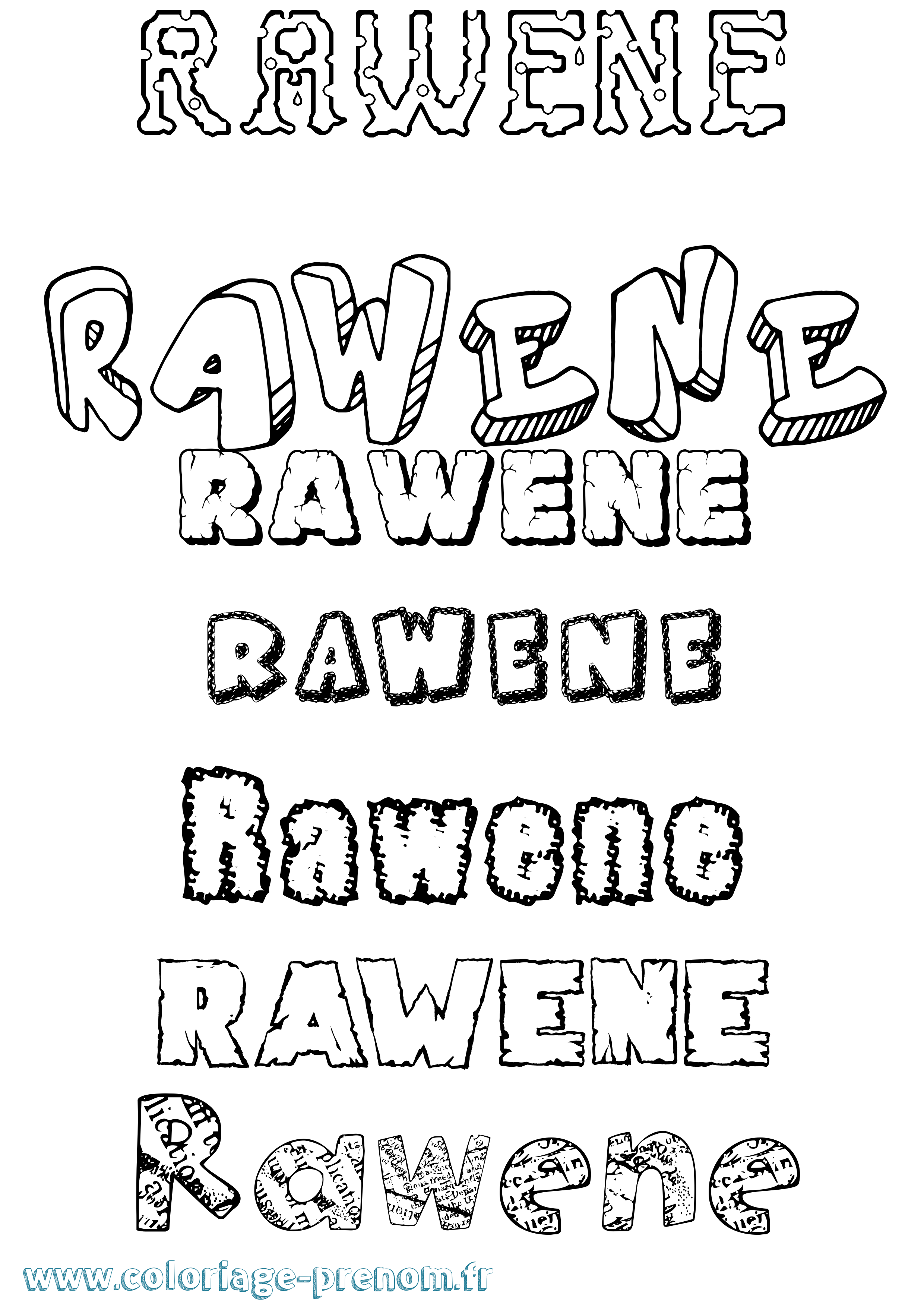 Coloriage Rawene Destructuré Coloriage prénom Rawene Destructuré