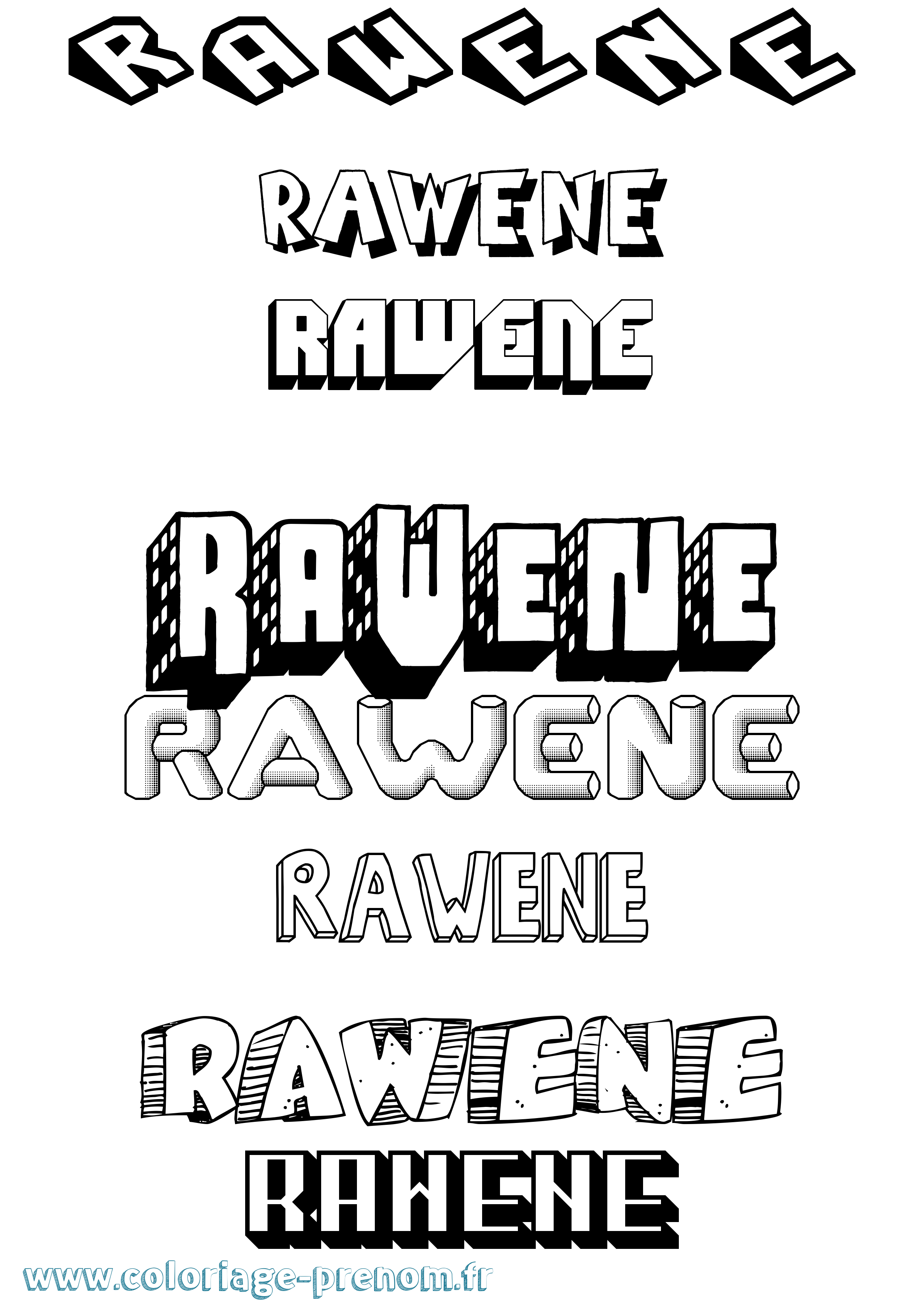 Coloriage Rawene Effet 3D Coloriage prénom Rawene Effet 3D
