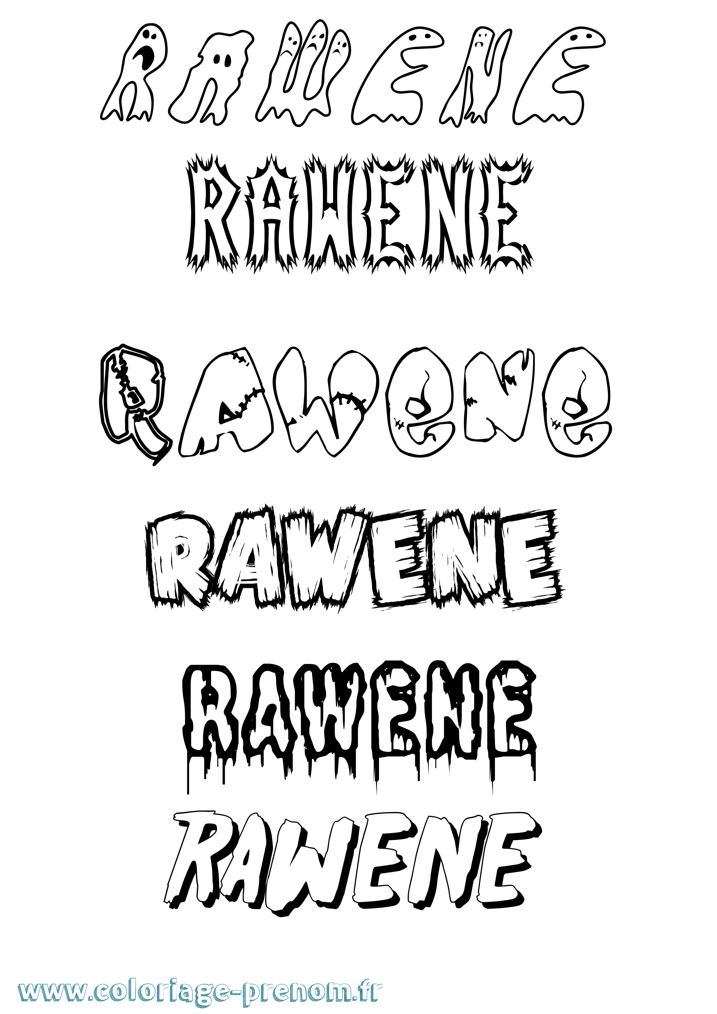 Coloriage Rawene Frisson Coloriage prénom Rawene Frisson