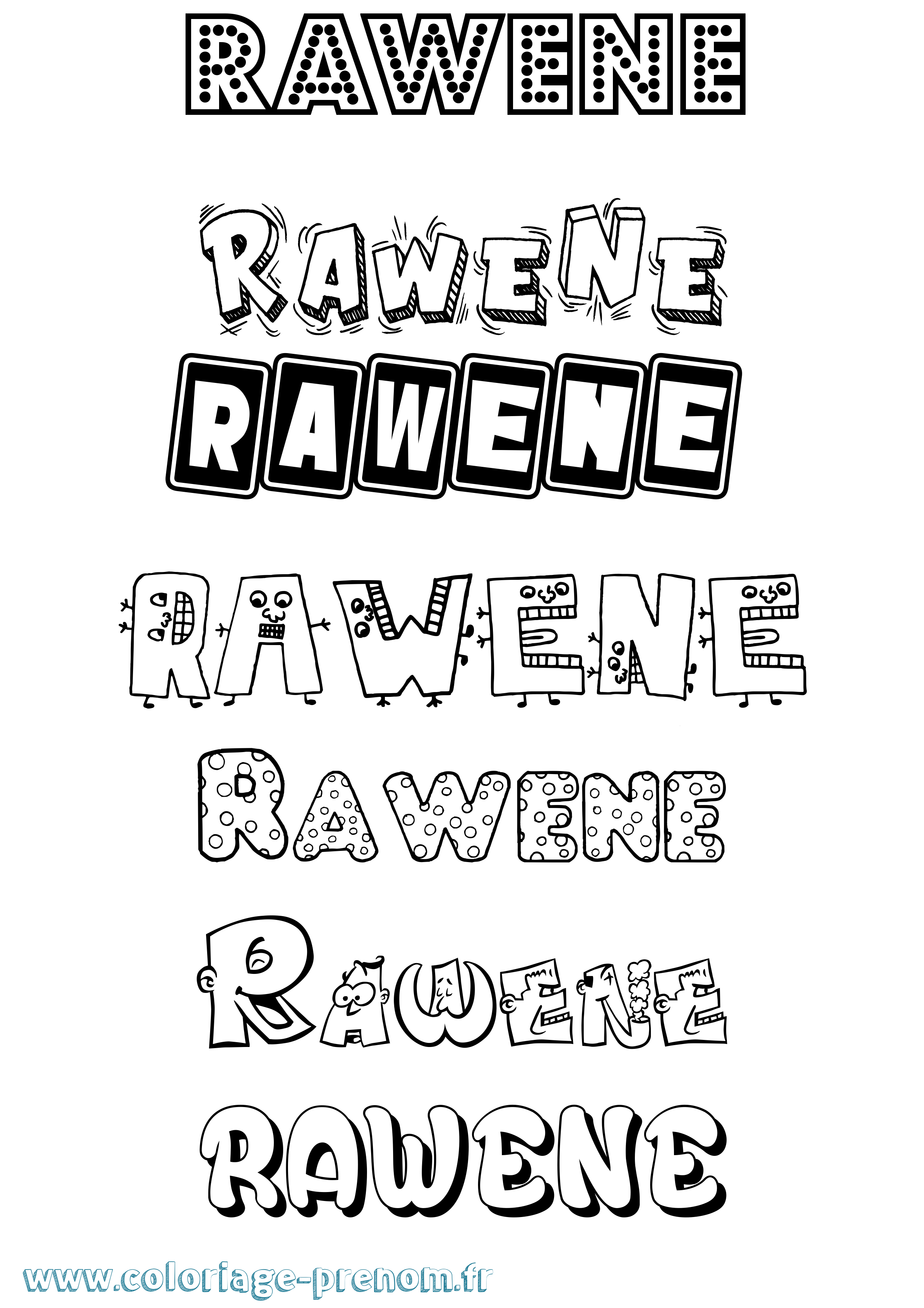 Coloriage Rawene Fun Coloriage prénom Rawene Fun
