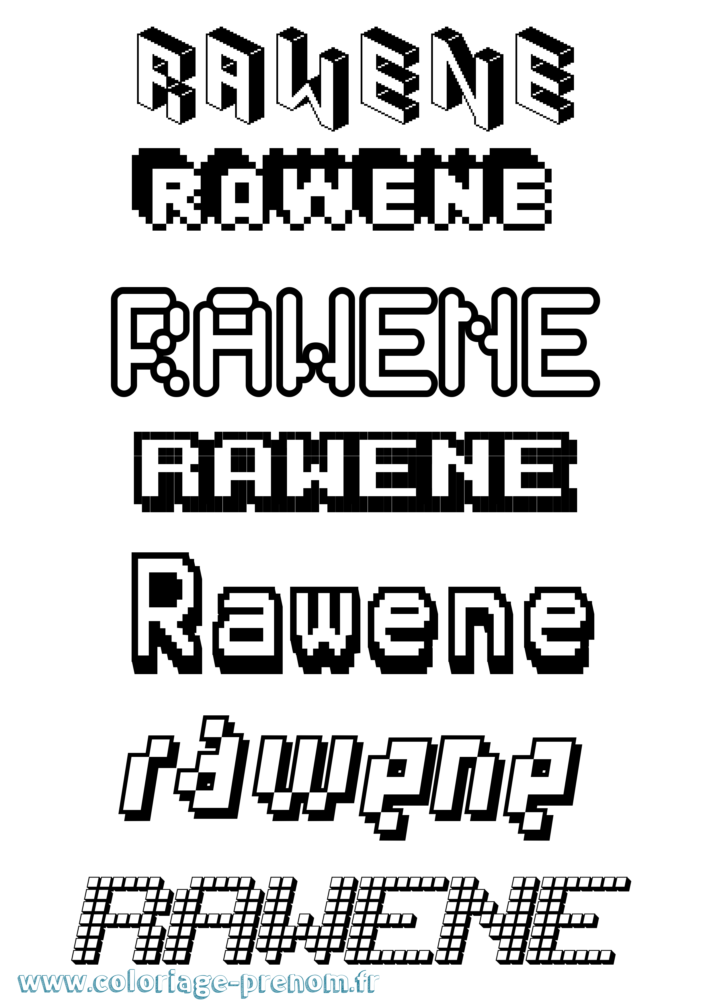 Coloriage Rawene Pixel Coloriage prénom Rawene Pixel