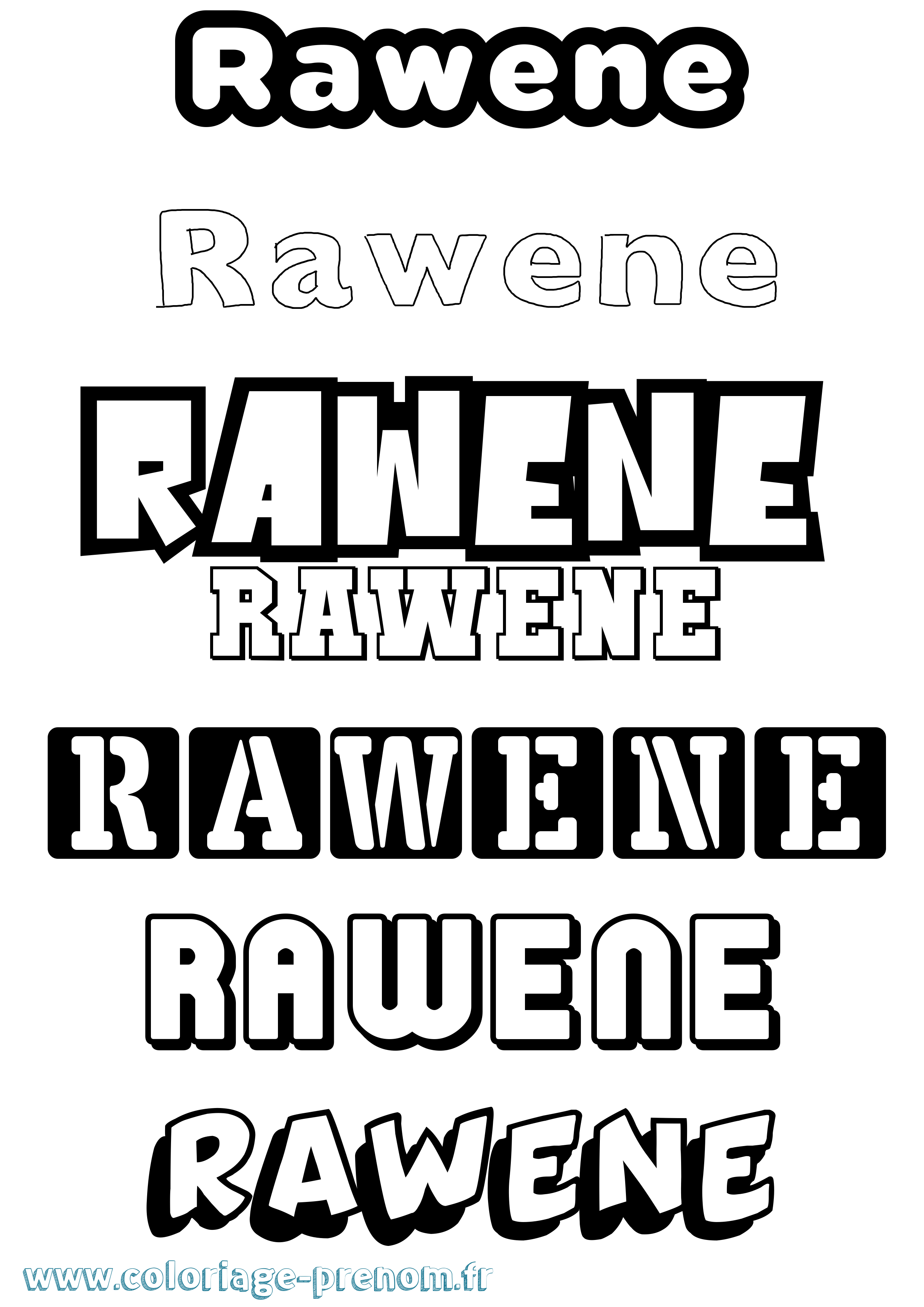 Coloriage Rawene Simple Coloriage prénom Rawene Simple