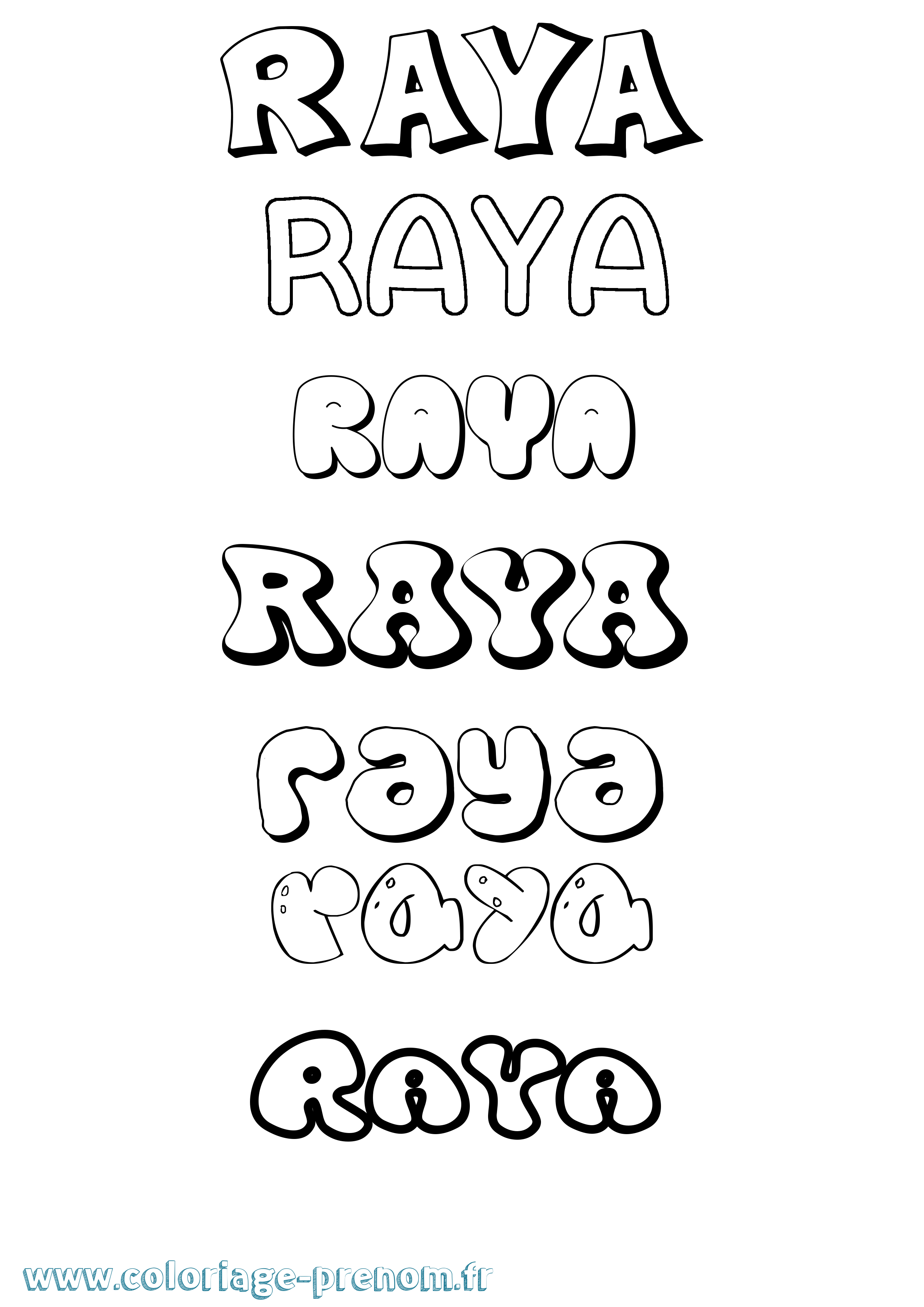 Coloriage Raya Bubble Coloriage prénom Raya Bubble
