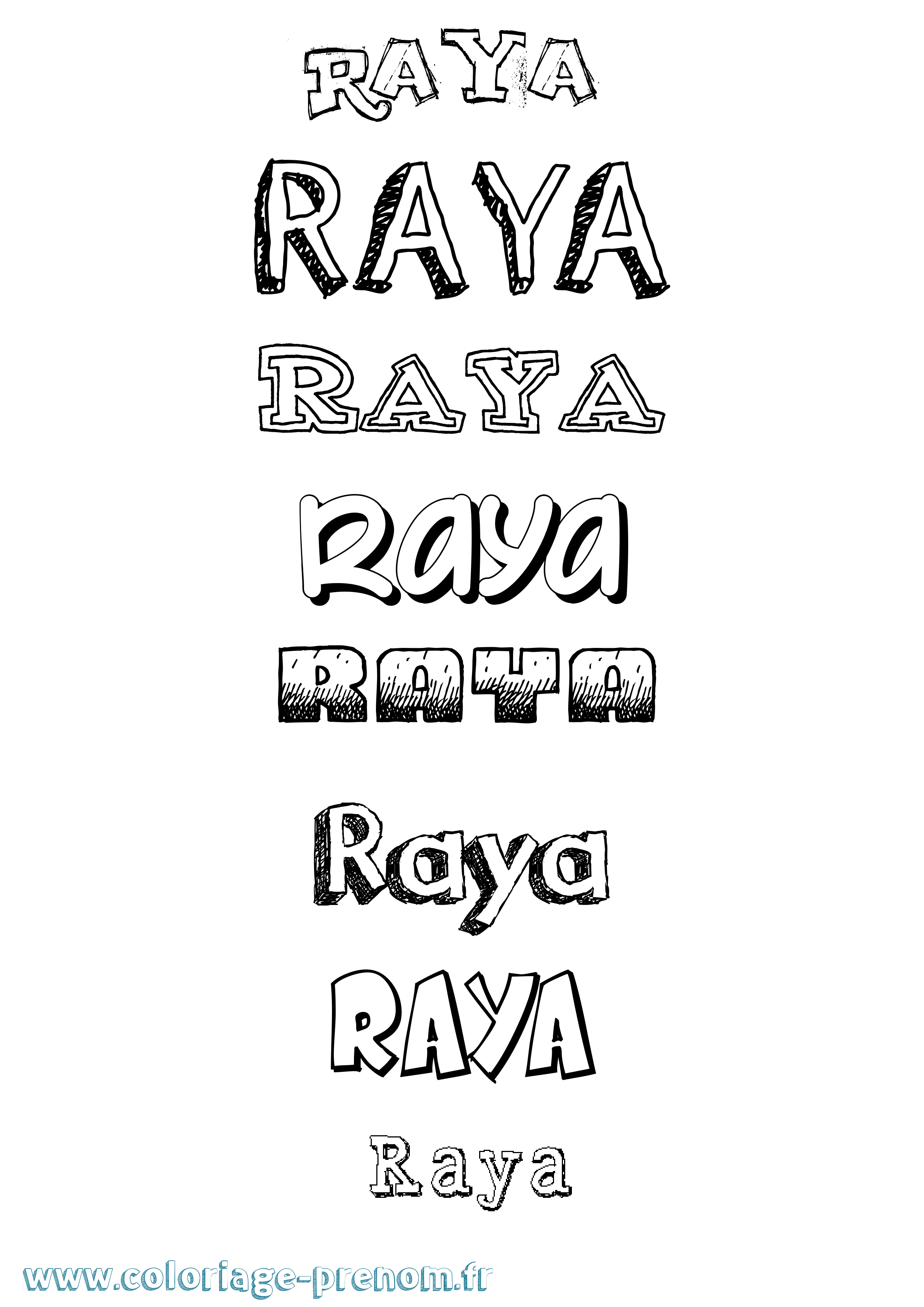 Coloriage Raya Dessiné Coloriage prénom Raya Dessiné
