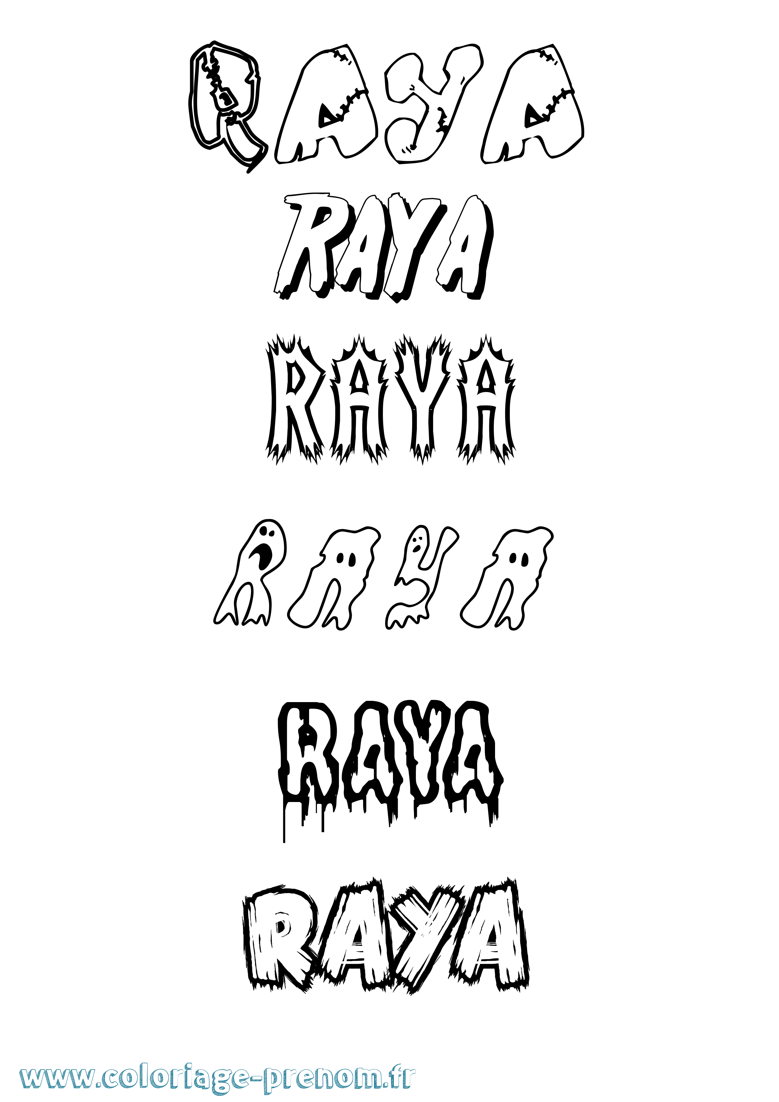 Coloriage Raya Frisson Coloriage prénom Raya Frisson