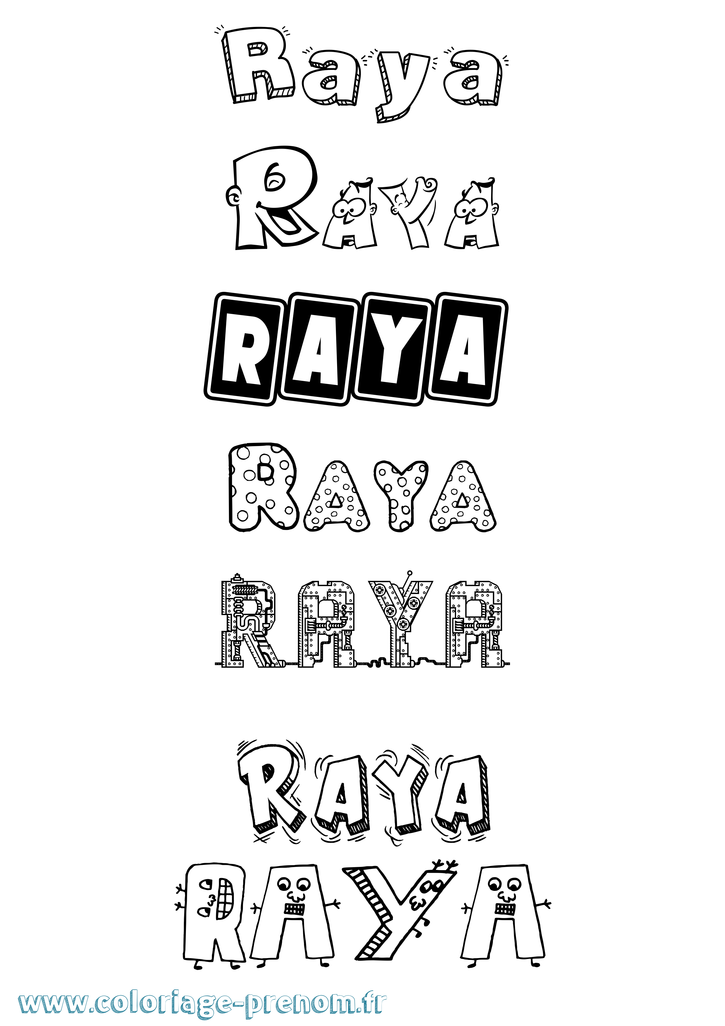 Coloriage Raya Fun Coloriage prénom Raya Fun