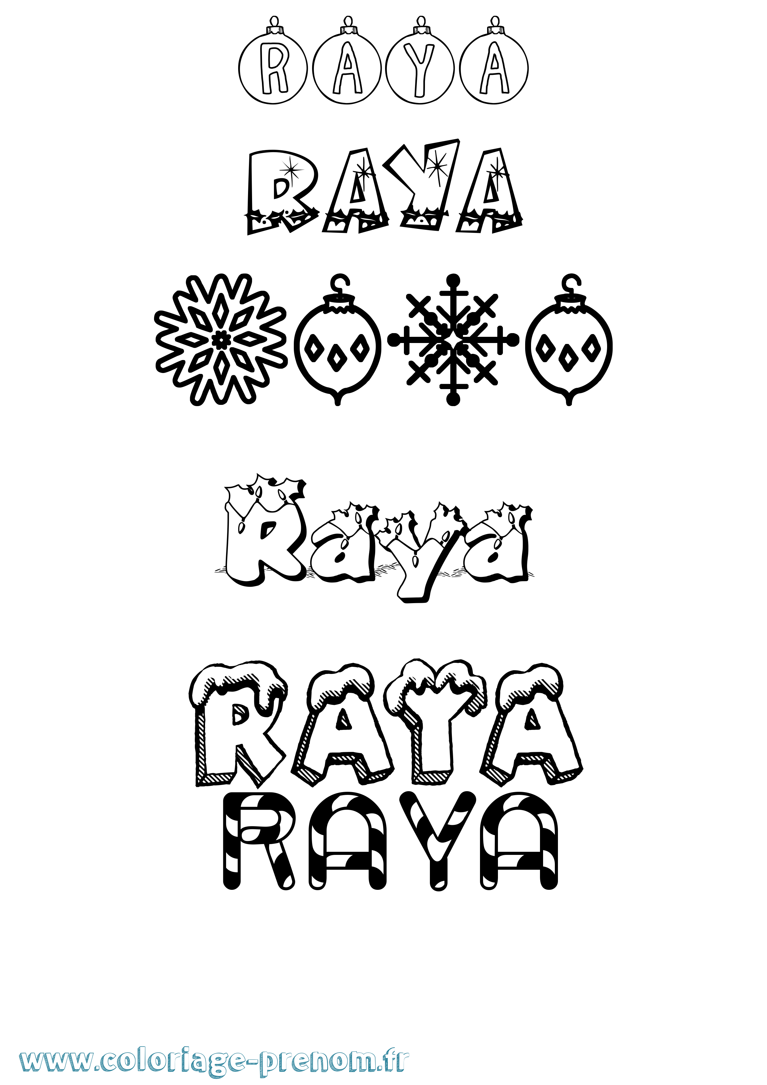Coloriage Raya Noël Coloriage prénom Raya Noël