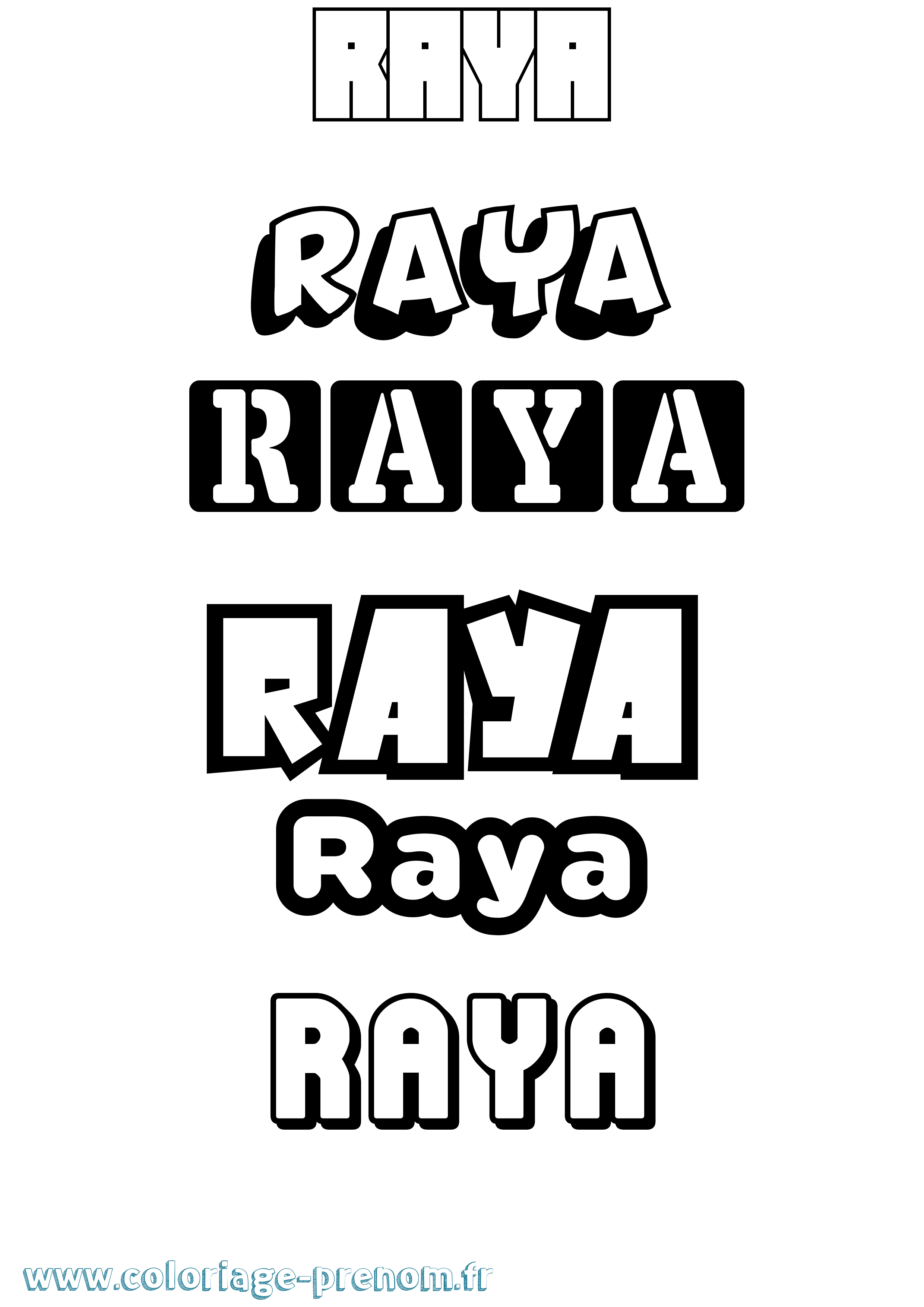 Coloriage Raya Simple Coloriage prénom Raya Simple