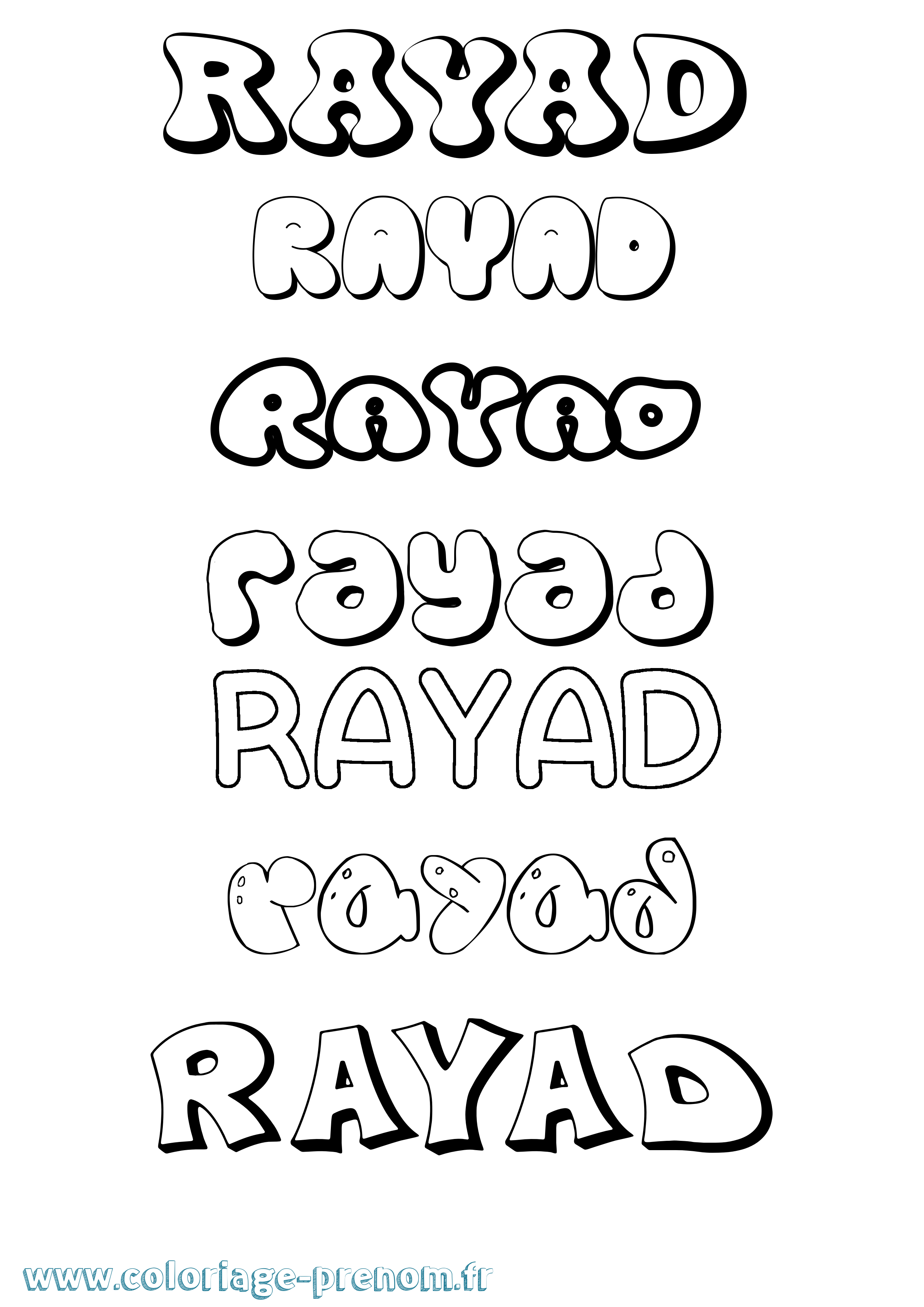 Coloriage Rayad Bubble Coloriage prénom Rayad Bubble