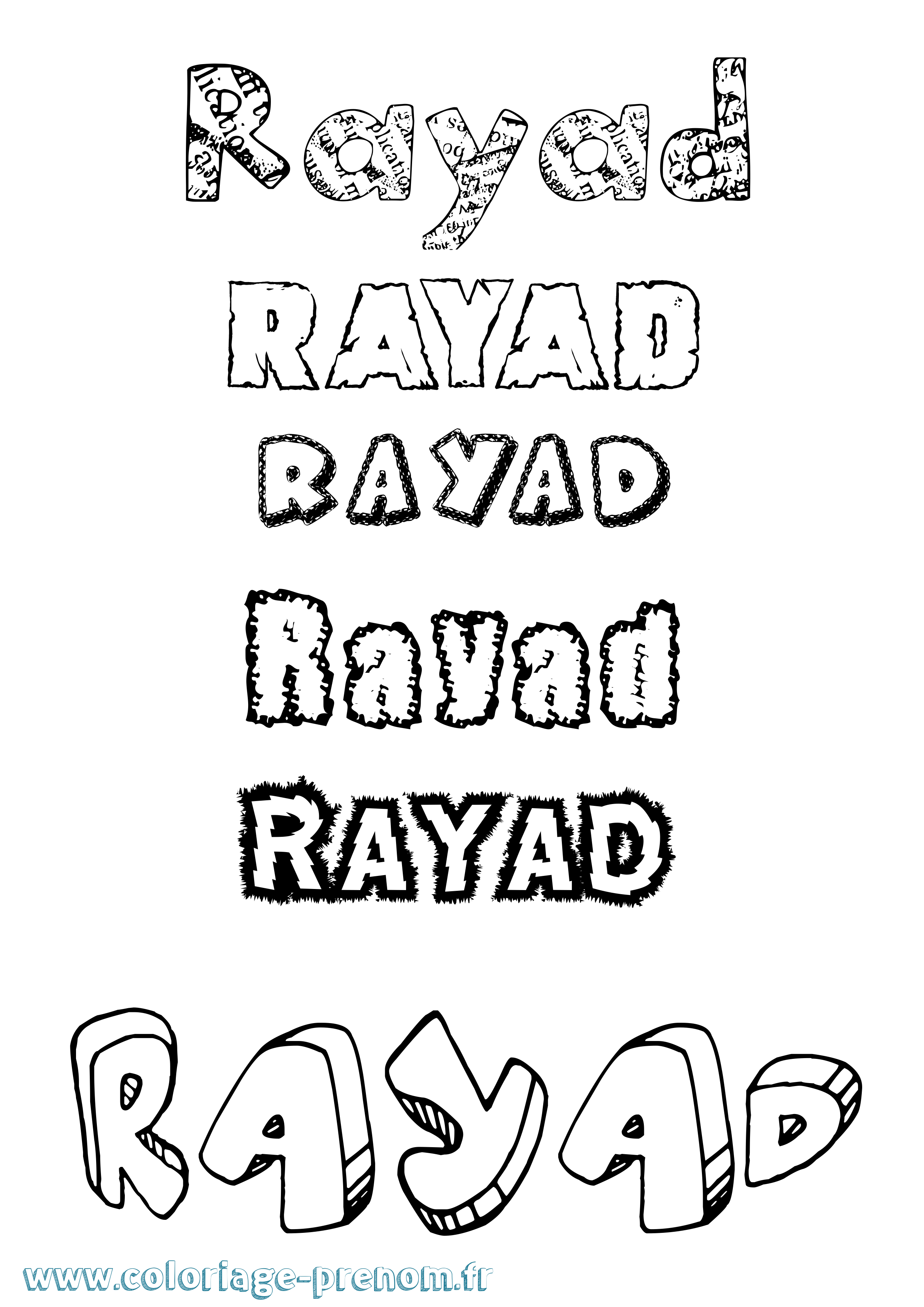Coloriage Rayad Destructuré Coloriage prénom Rayad Destructuré