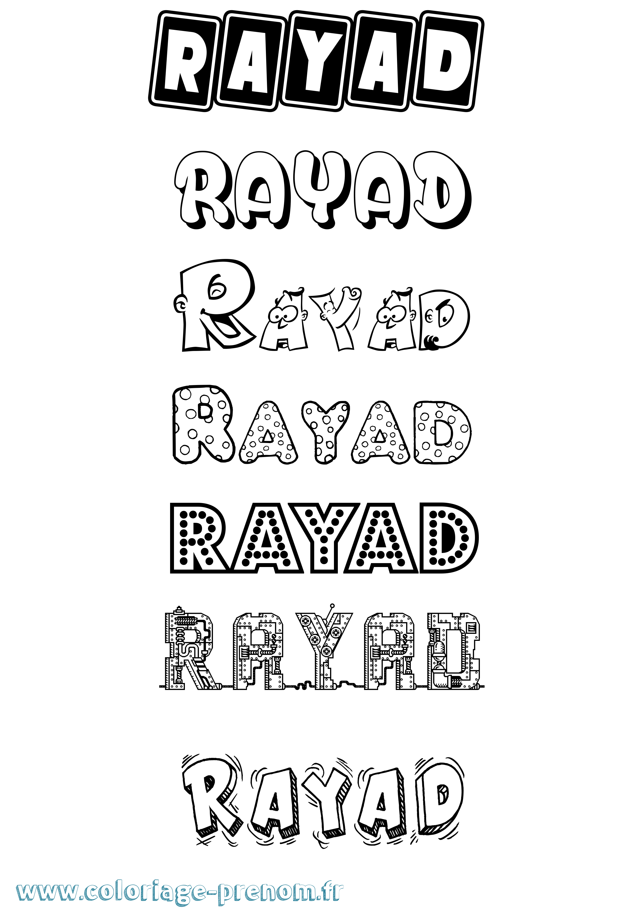 Coloriage Rayad Fun Coloriage prénom Rayad Fun