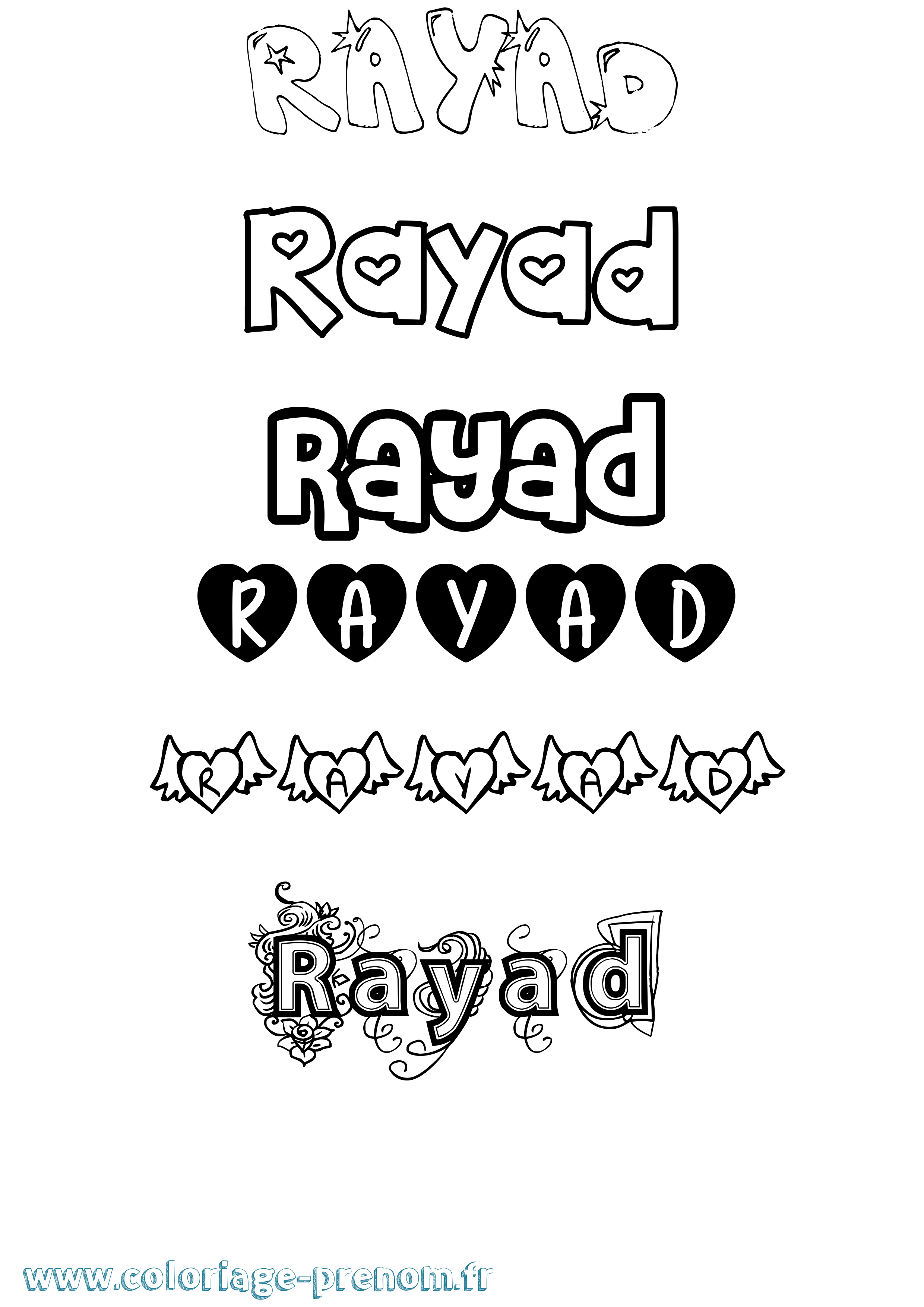 Coloriage Rayad Girly Coloriage prénom Rayad Girly