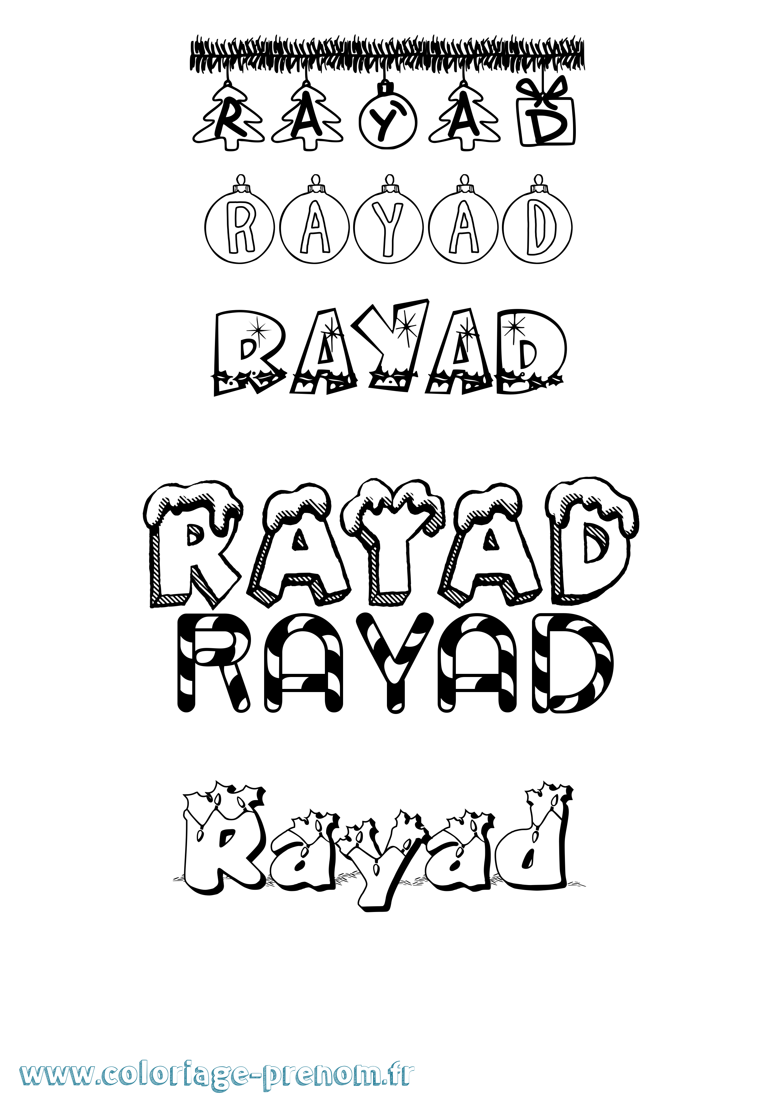 Coloriage Rayad Noël Coloriage prénom Rayad Noël