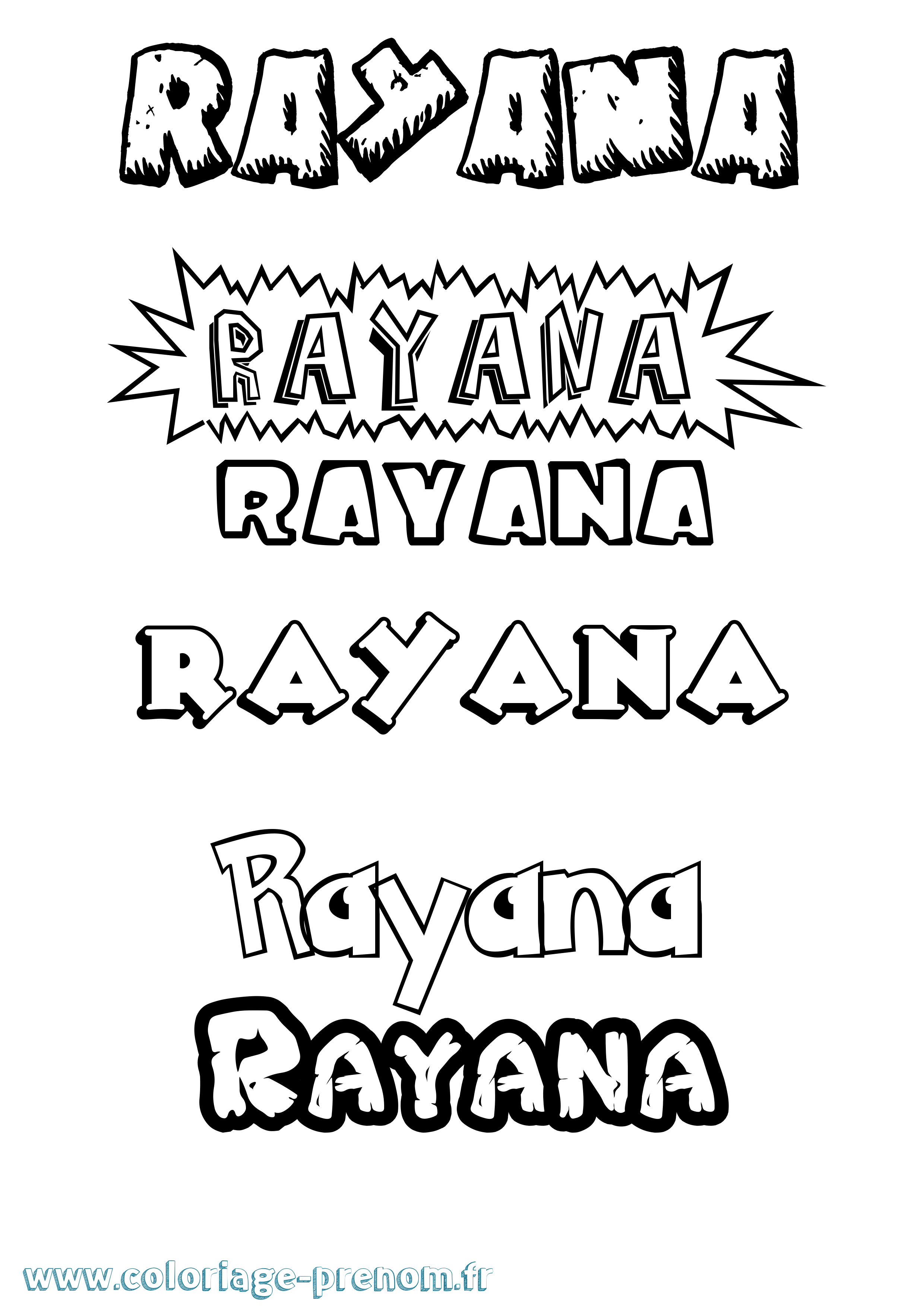 Coloriage Rayana Dessin Animé Coloriage prénom Rayana Dessin Animé