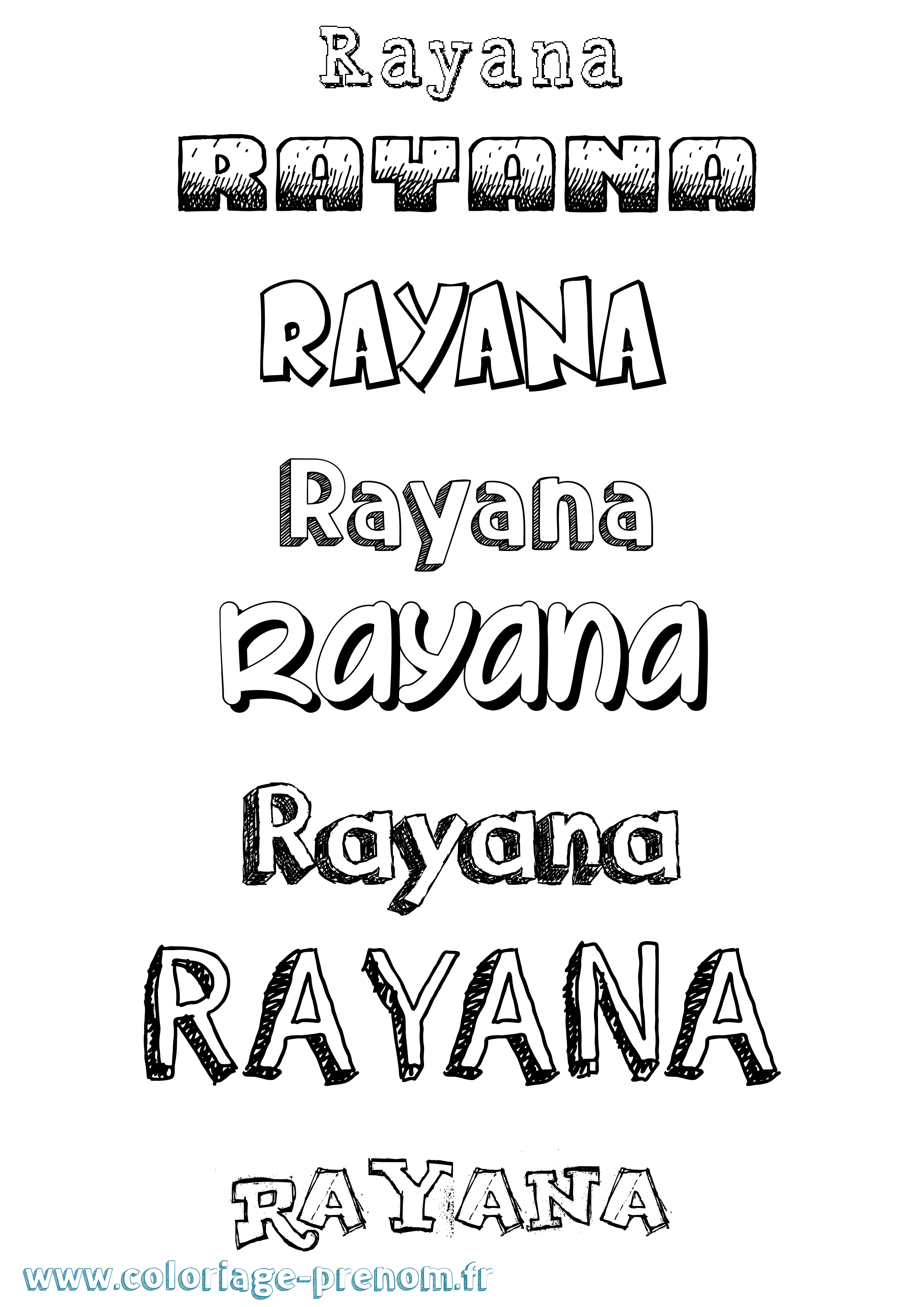 Coloriage Rayana Dessiné Coloriage prénom Rayana Dessiné