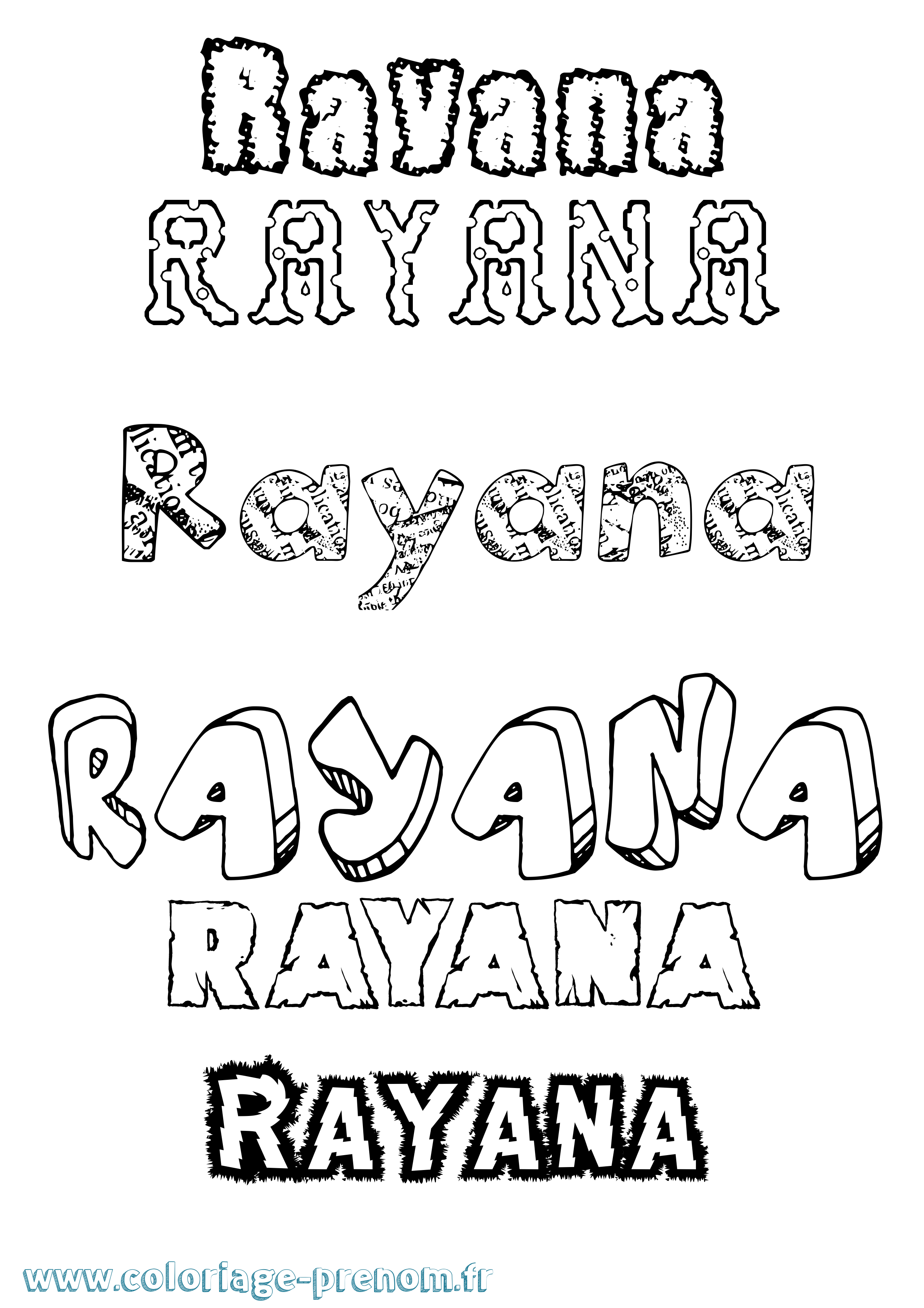 Coloriage Rayana Destructuré Coloriage prénom Rayana Destructuré