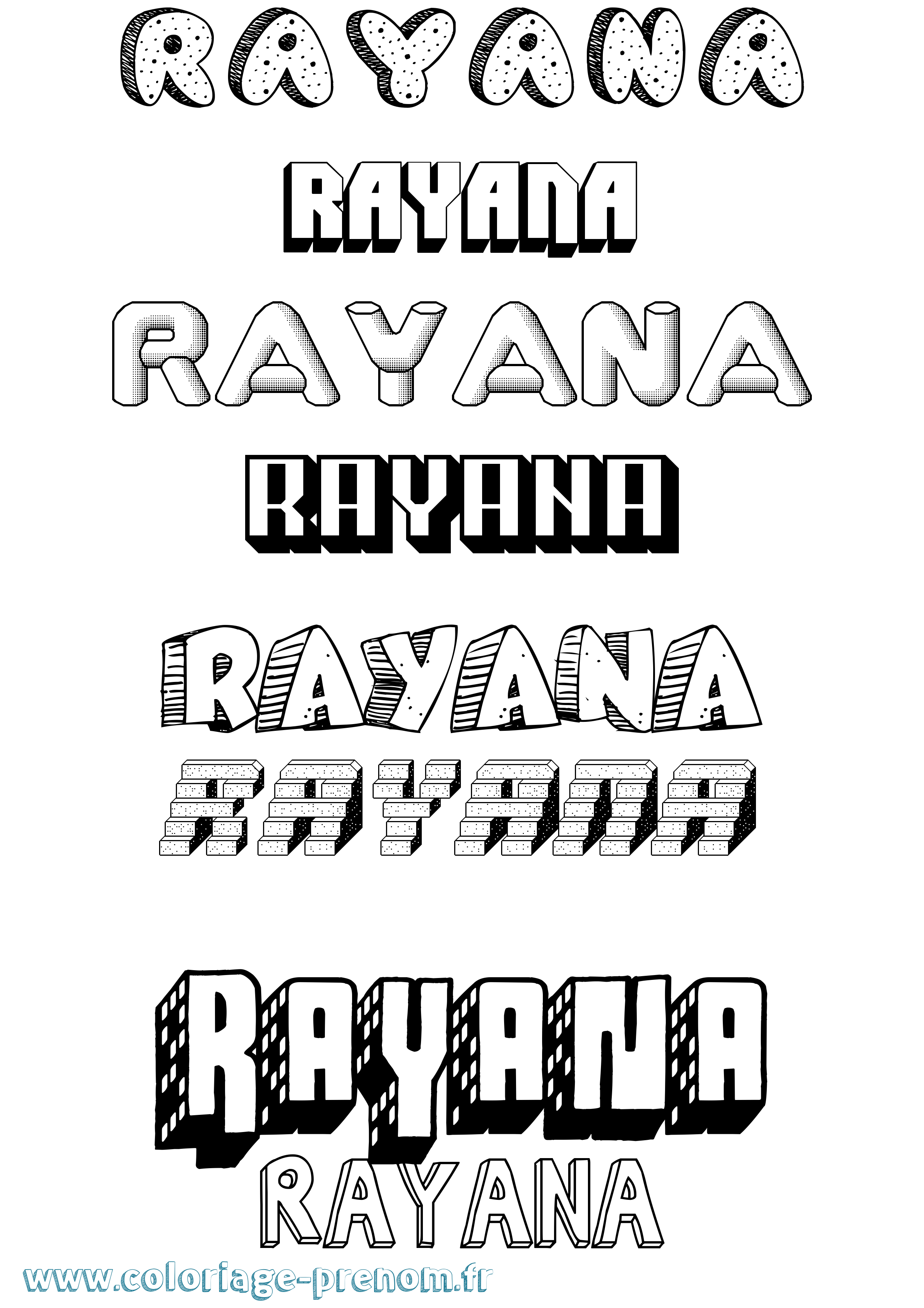 Coloriage Rayana Effet 3D Coloriage prénom Rayana Effet 3D