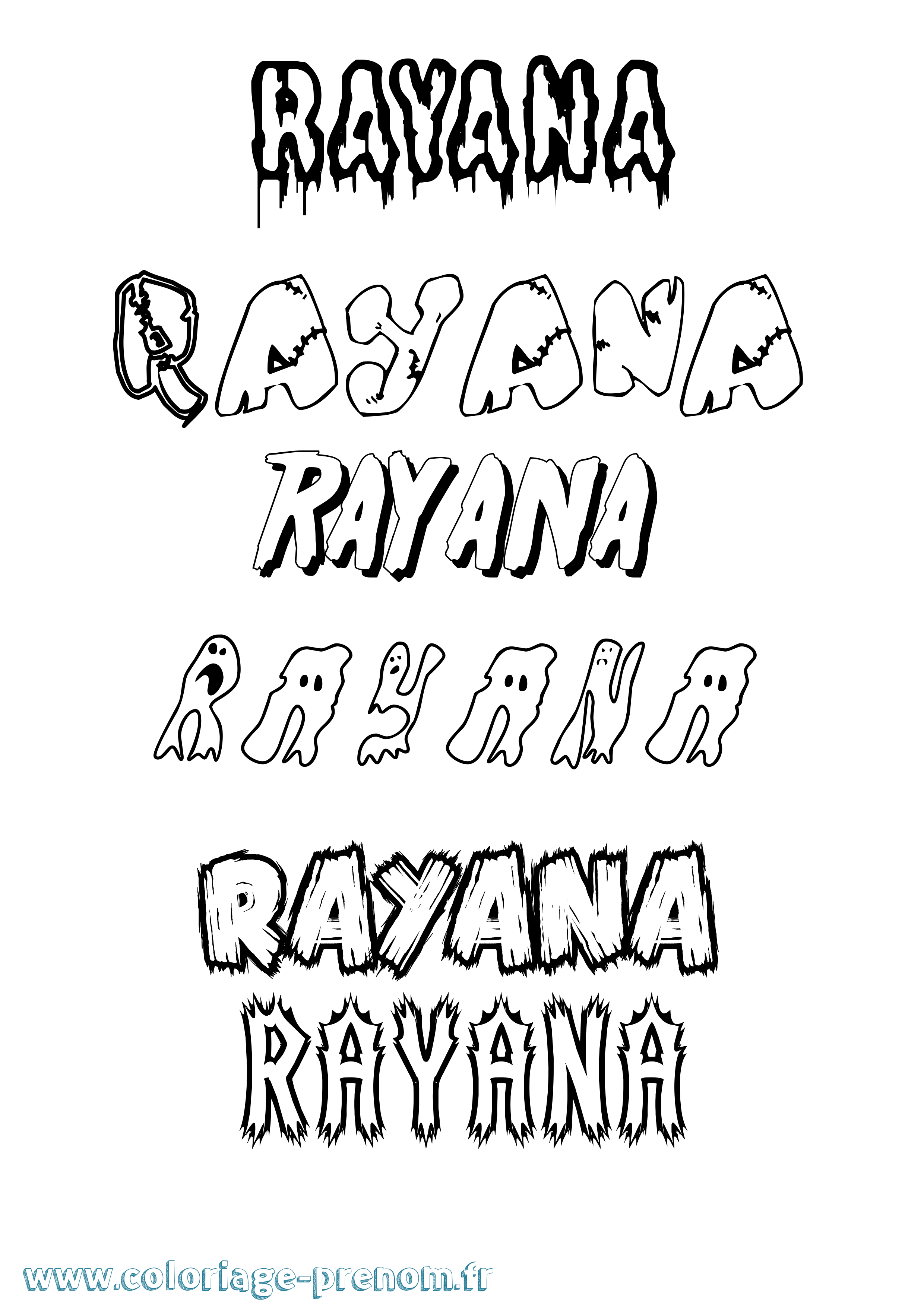 Coloriage Rayana Frisson Coloriage prénom Rayana Frisson