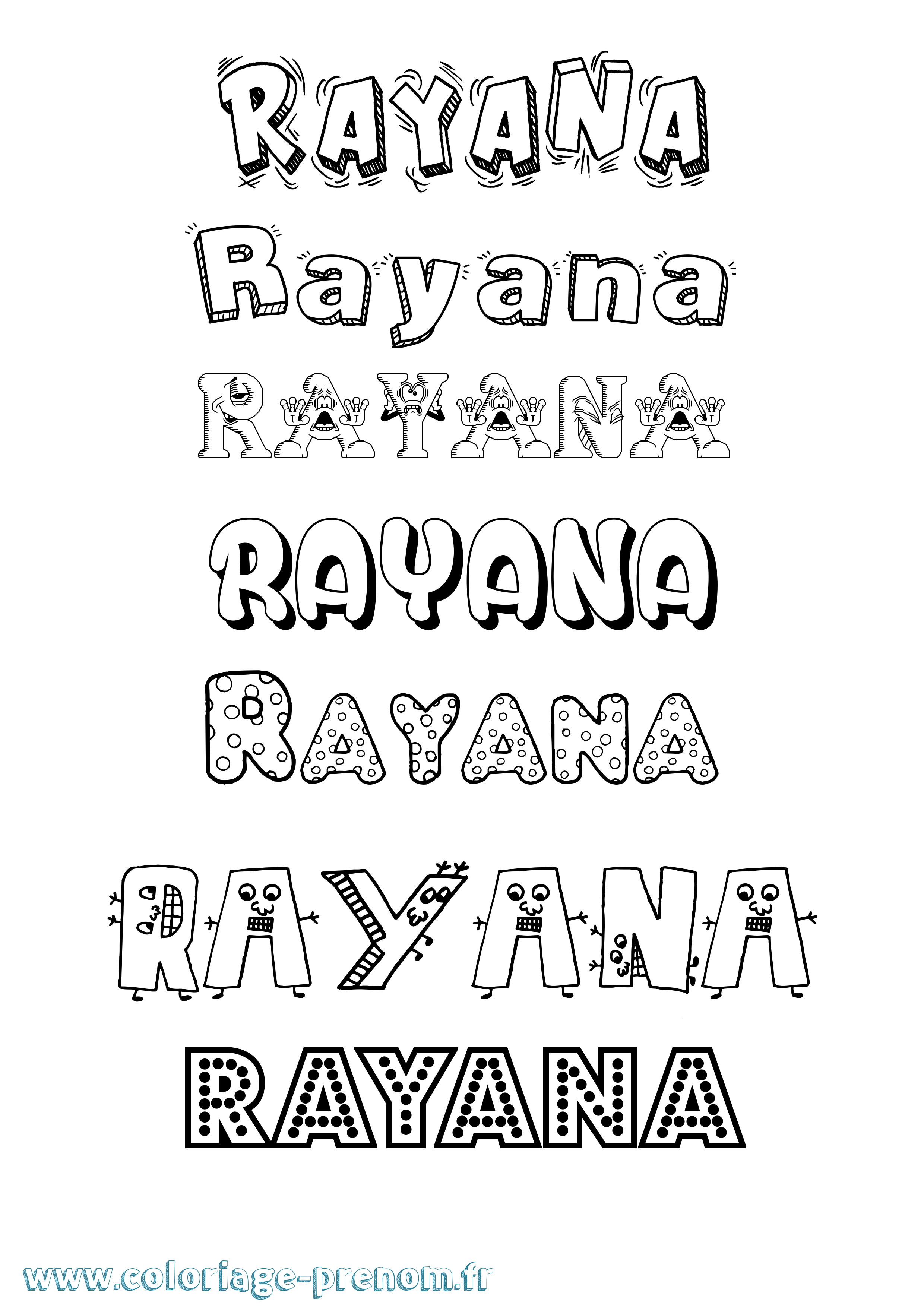 Coloriage Rayana Fun Coloriage prénom Rayana Fun