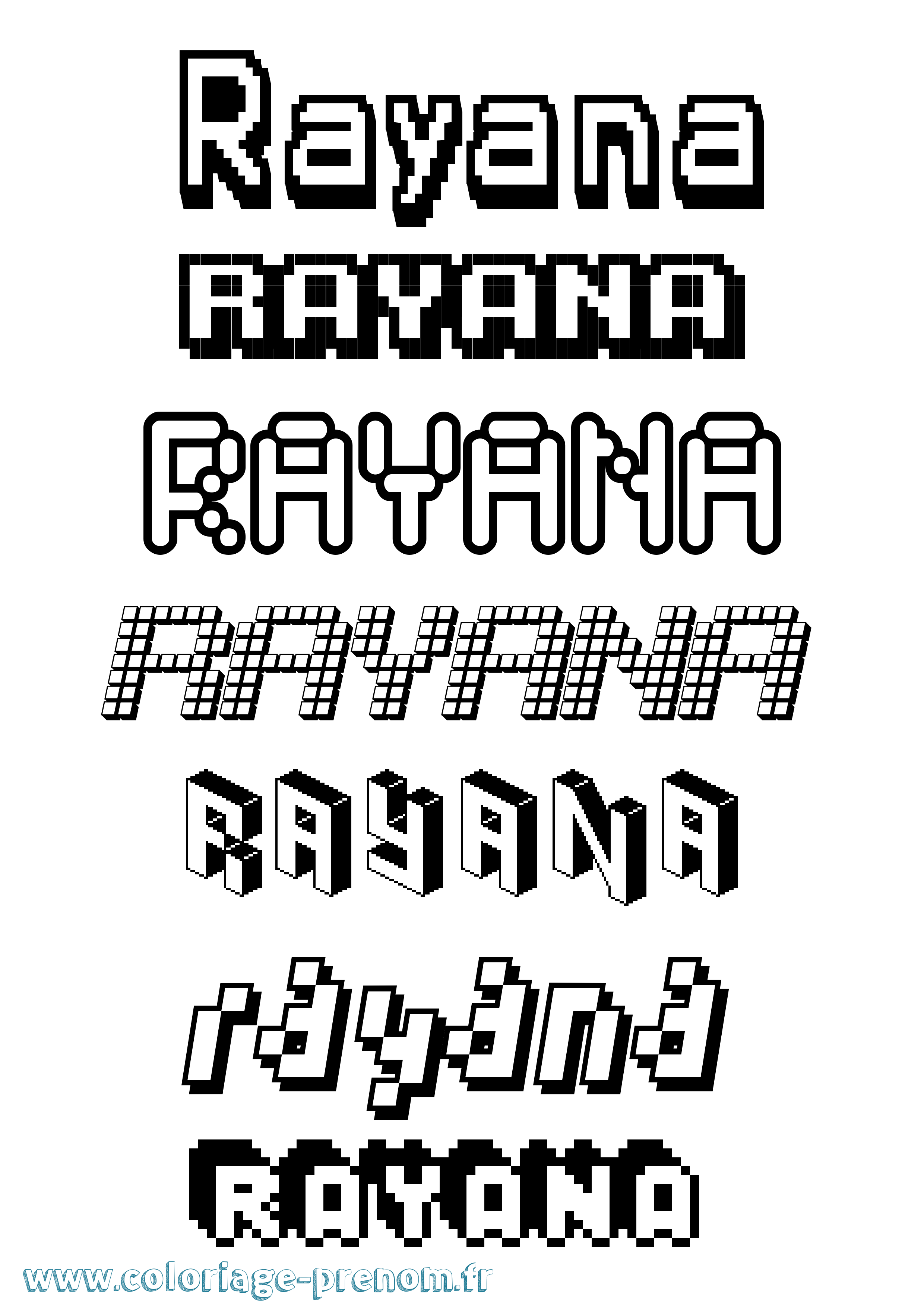 Coloriage Rayana Pixel Coloriage prénom Rayana Pixel