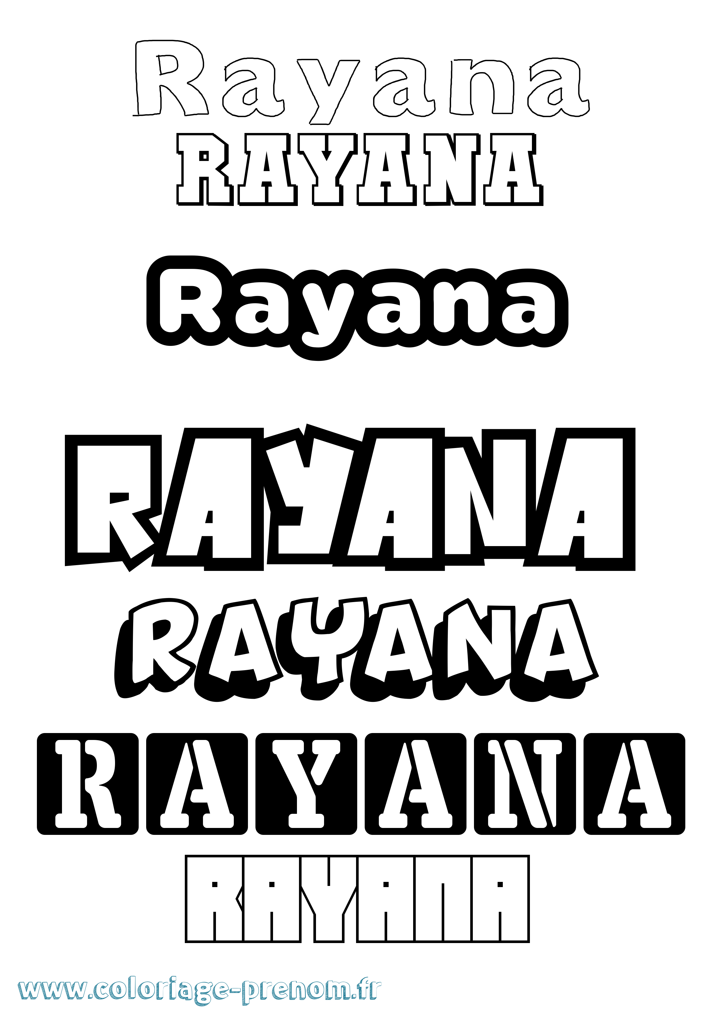 Coloriage Rayana Simple Coloriage prénom Rayana Simple