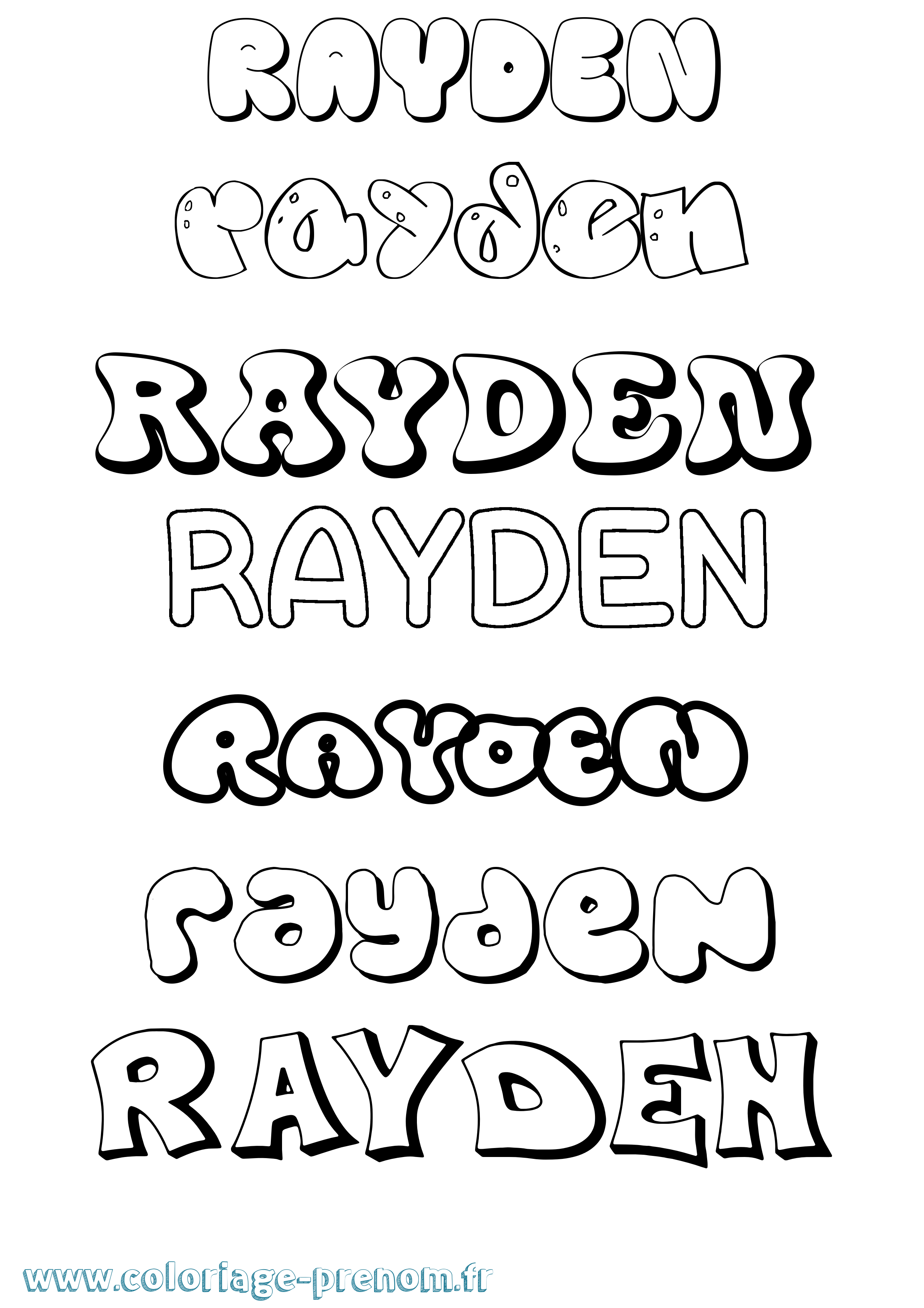 Coloriage Rayden Bubble Coloriage prénom Rayden Bubble