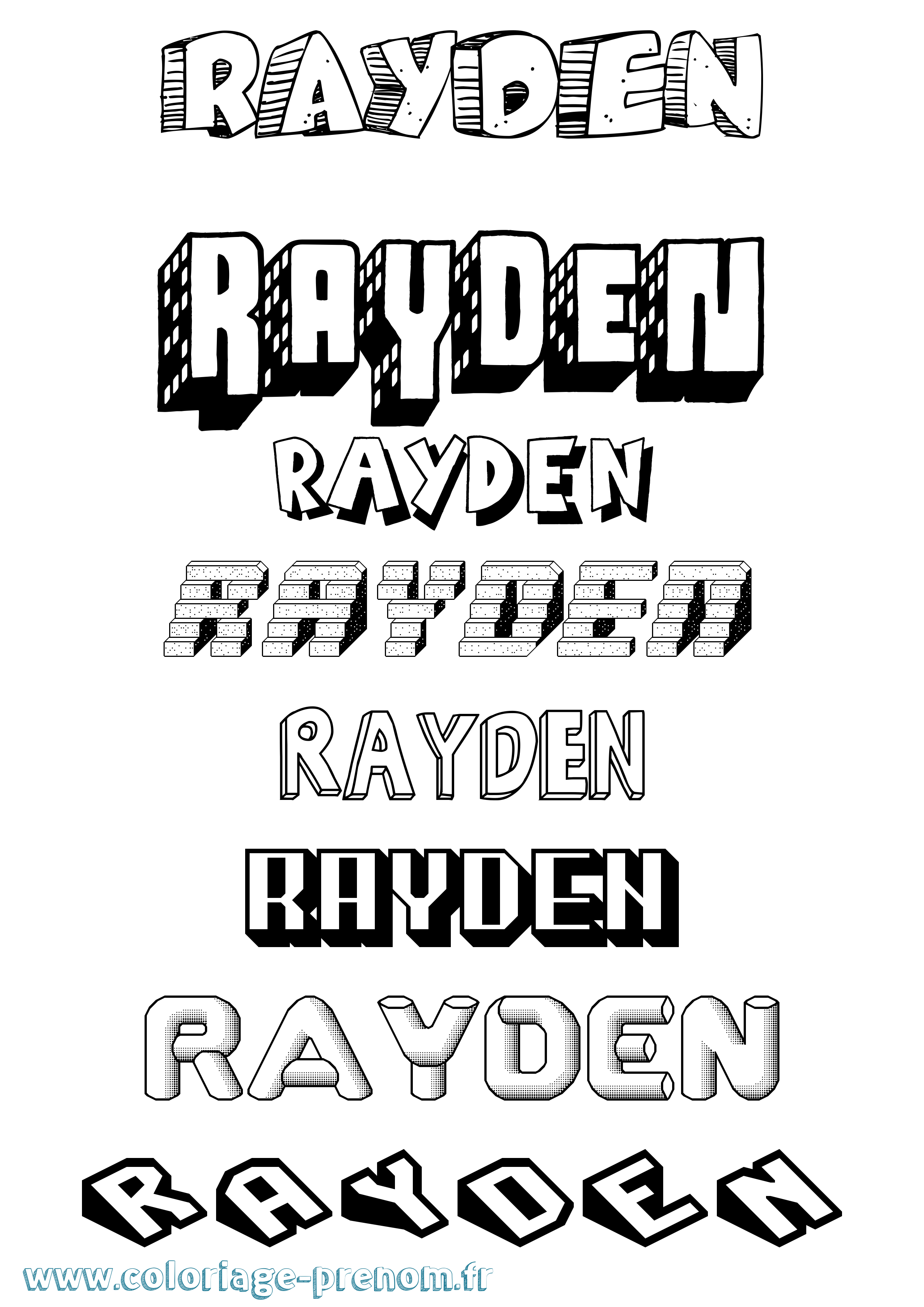Coloriage Rayden Effet 3D Coloriage prénom Rayden Effet 3D