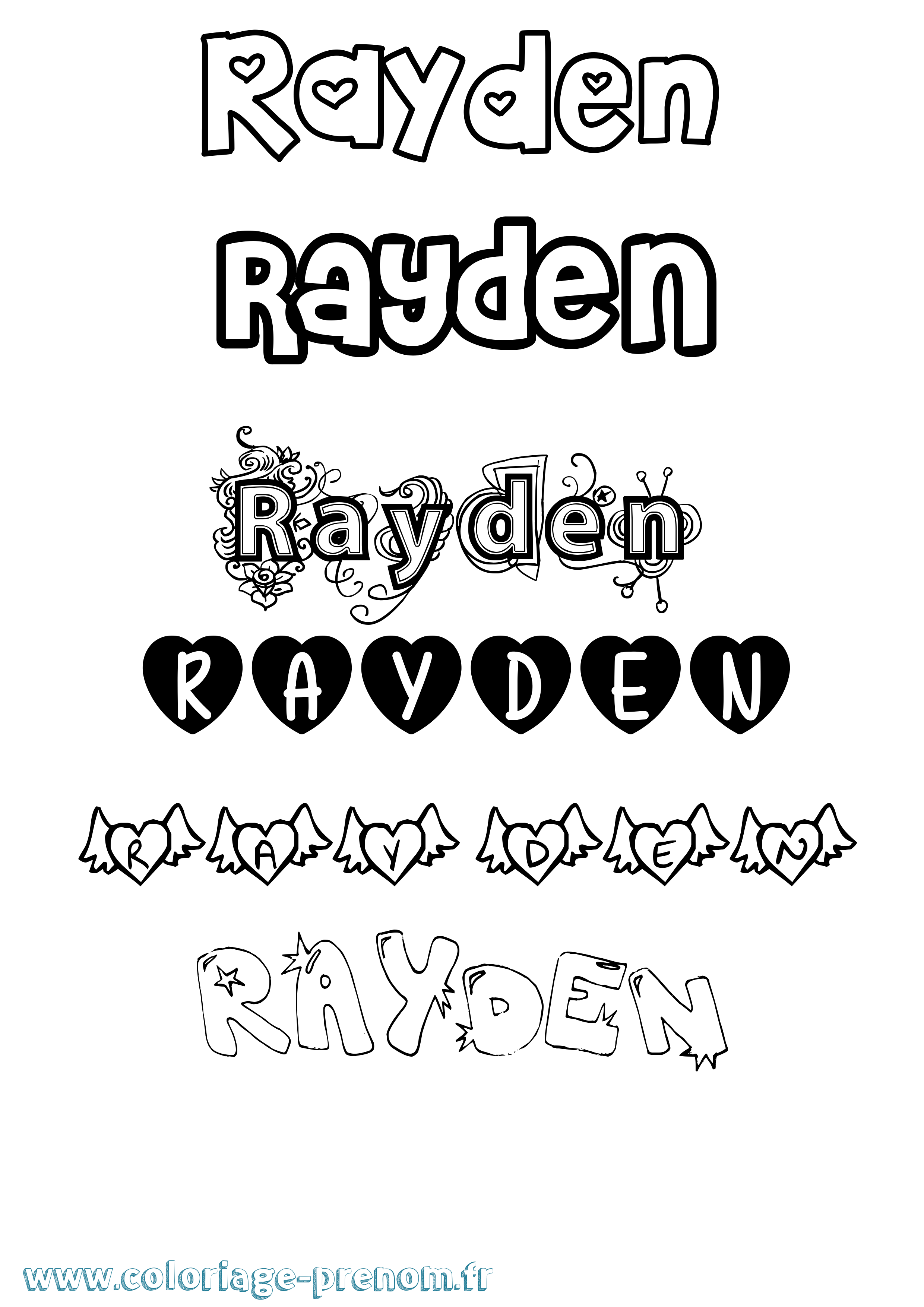 Coloriage Rayden Girly Coloriage prénom Rayden Girly