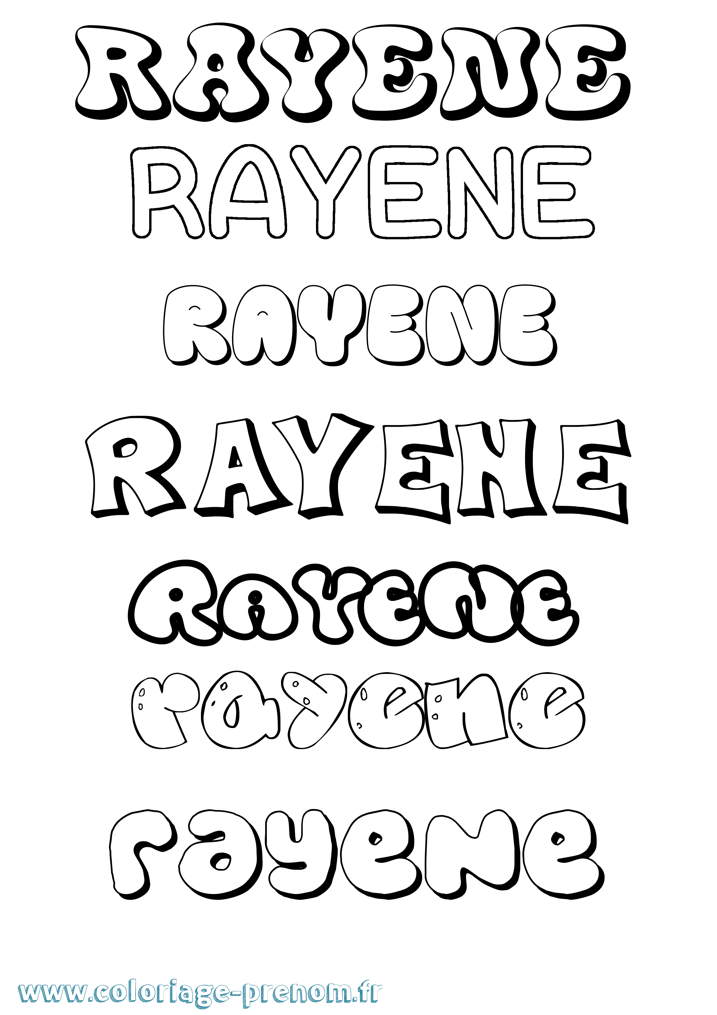Coloriage Rayene Bubble Coloriage prénom Rayene Bubble