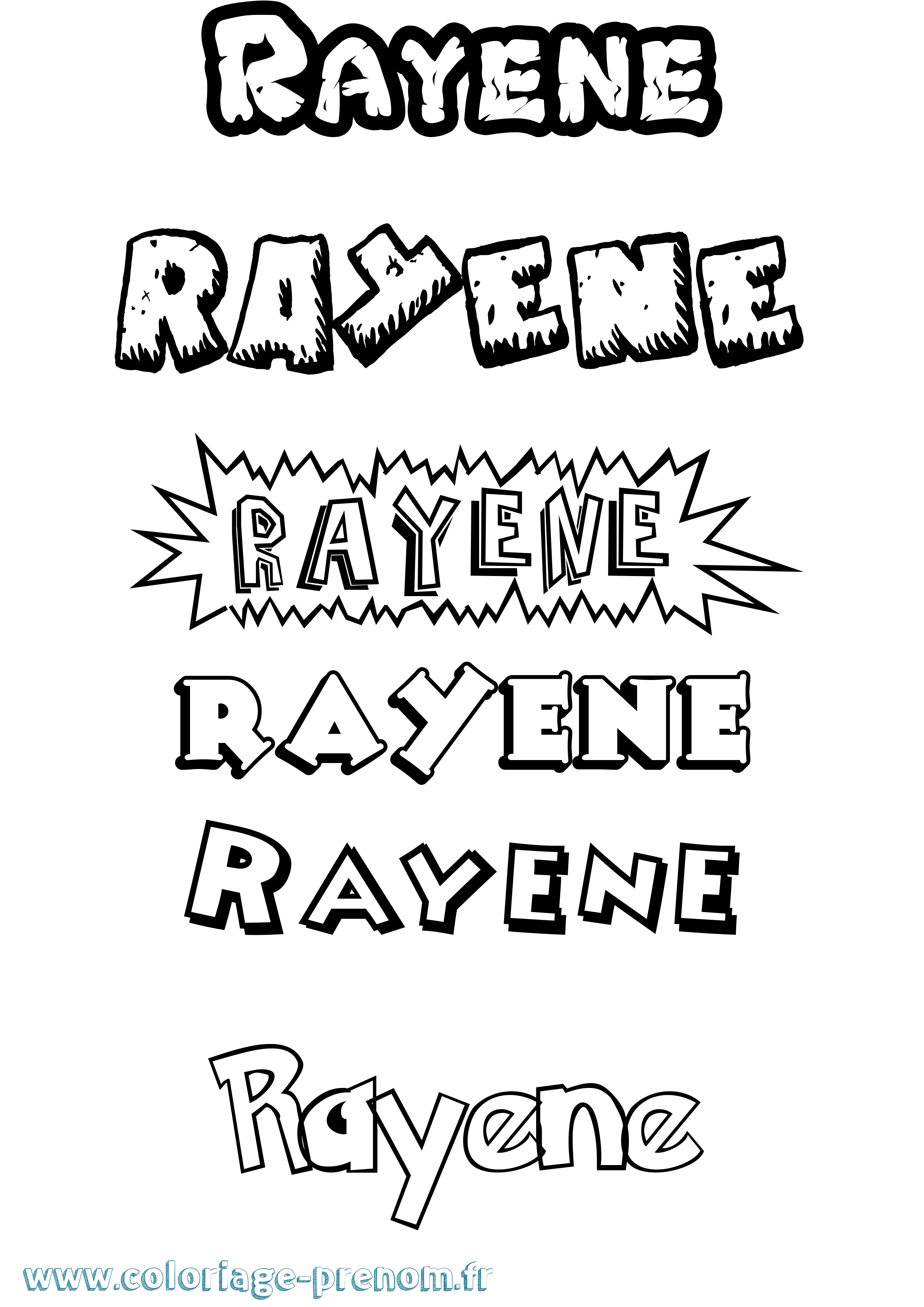 Coloriage Rayene Dessin Animé Coloriage prénom Rayene Dessin Animé