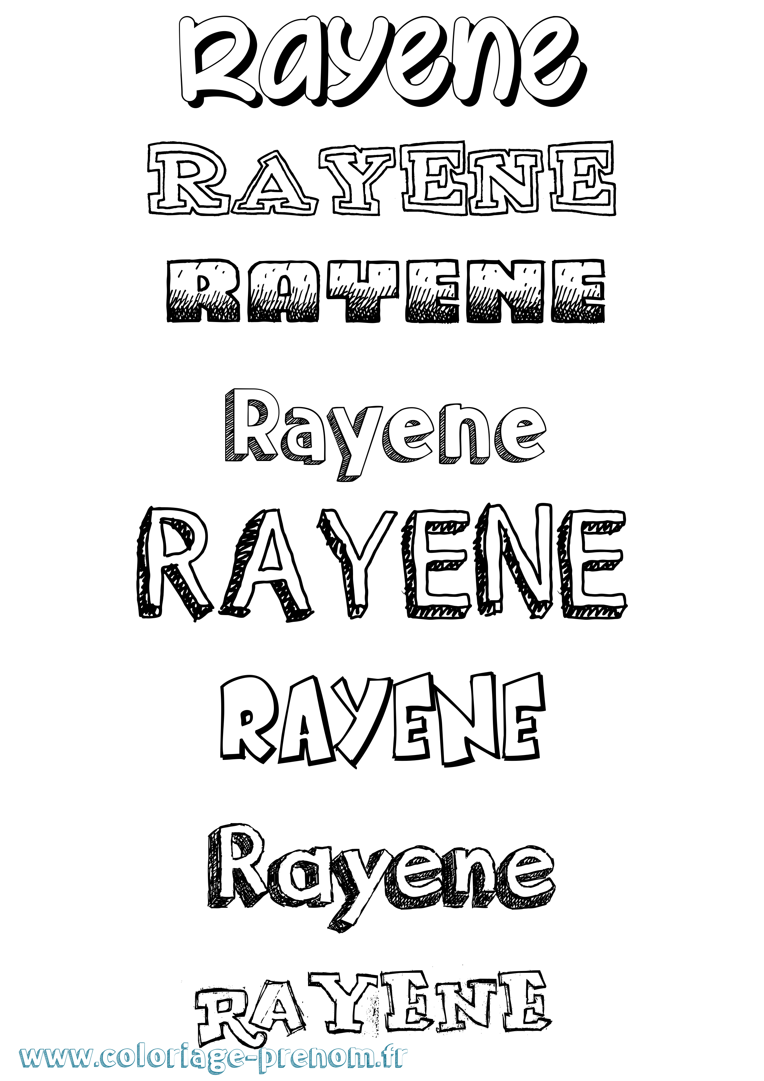 Coloriage Rayene Dessiné Coloriage prénom Rayene Dessiné