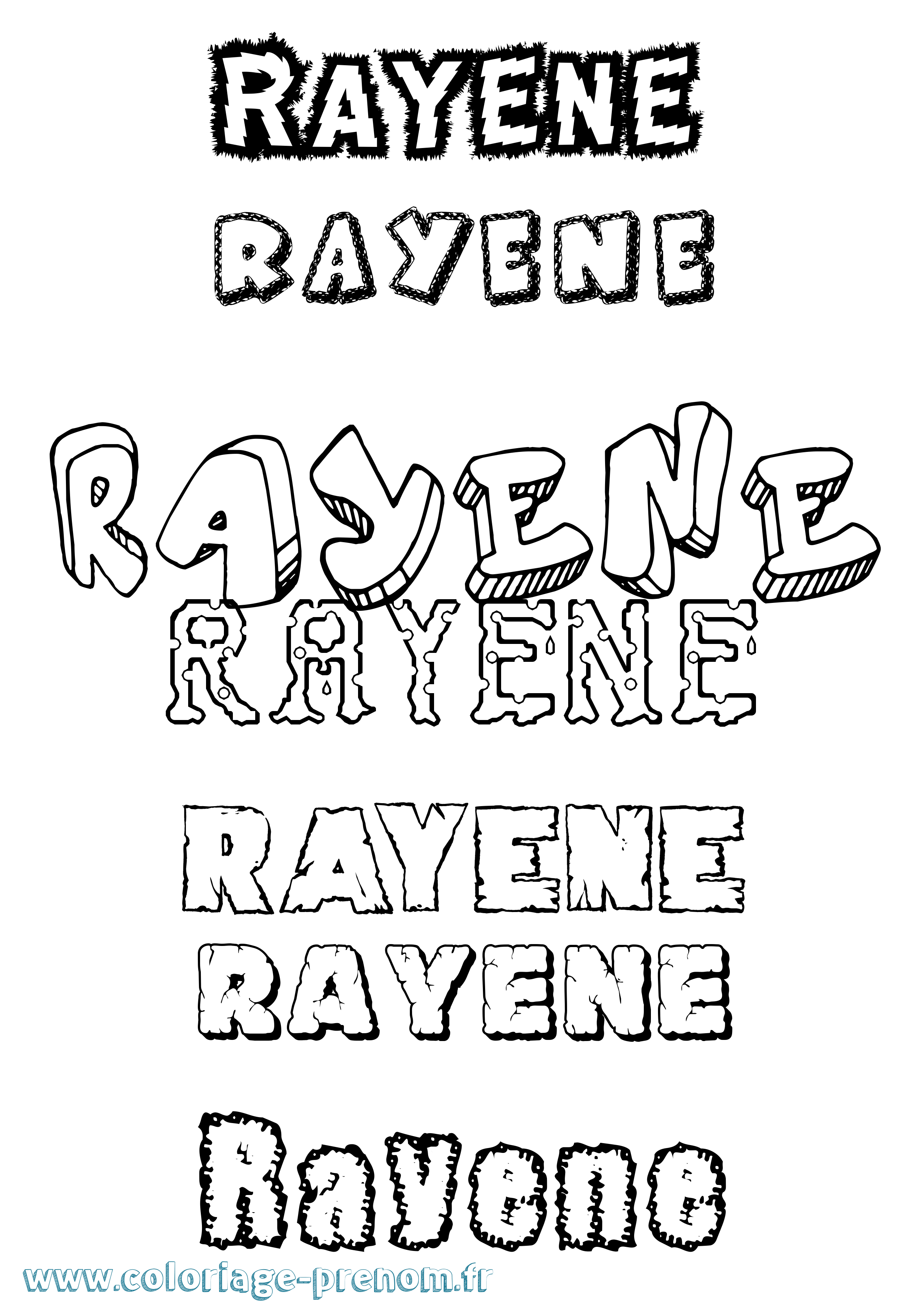 Coloriage Rayene Destructuré Coloriage prénom Rayene Destructuré