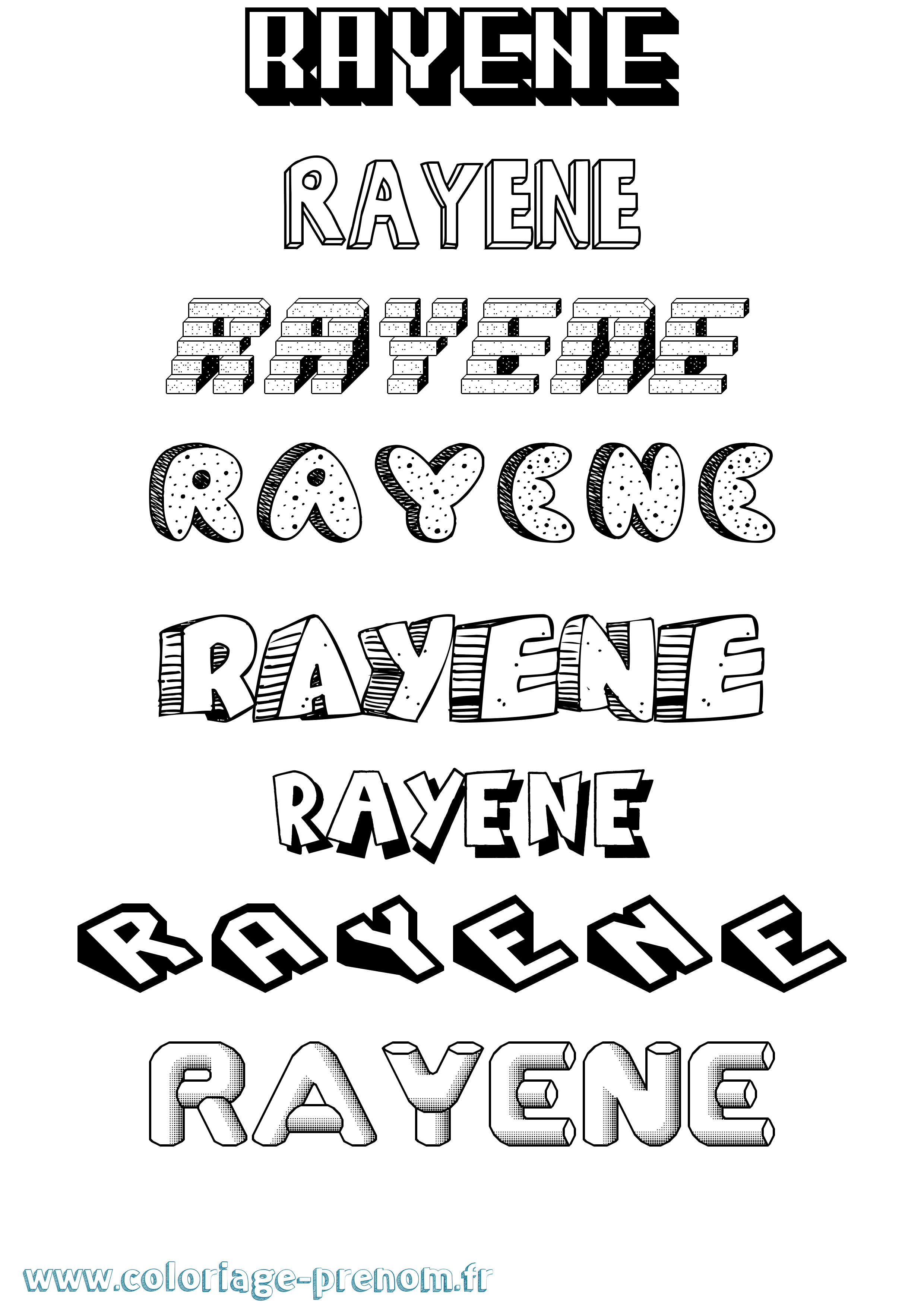 Coloriage Rayene Effet 3D Coloriage prénom Rayene Effet 3D