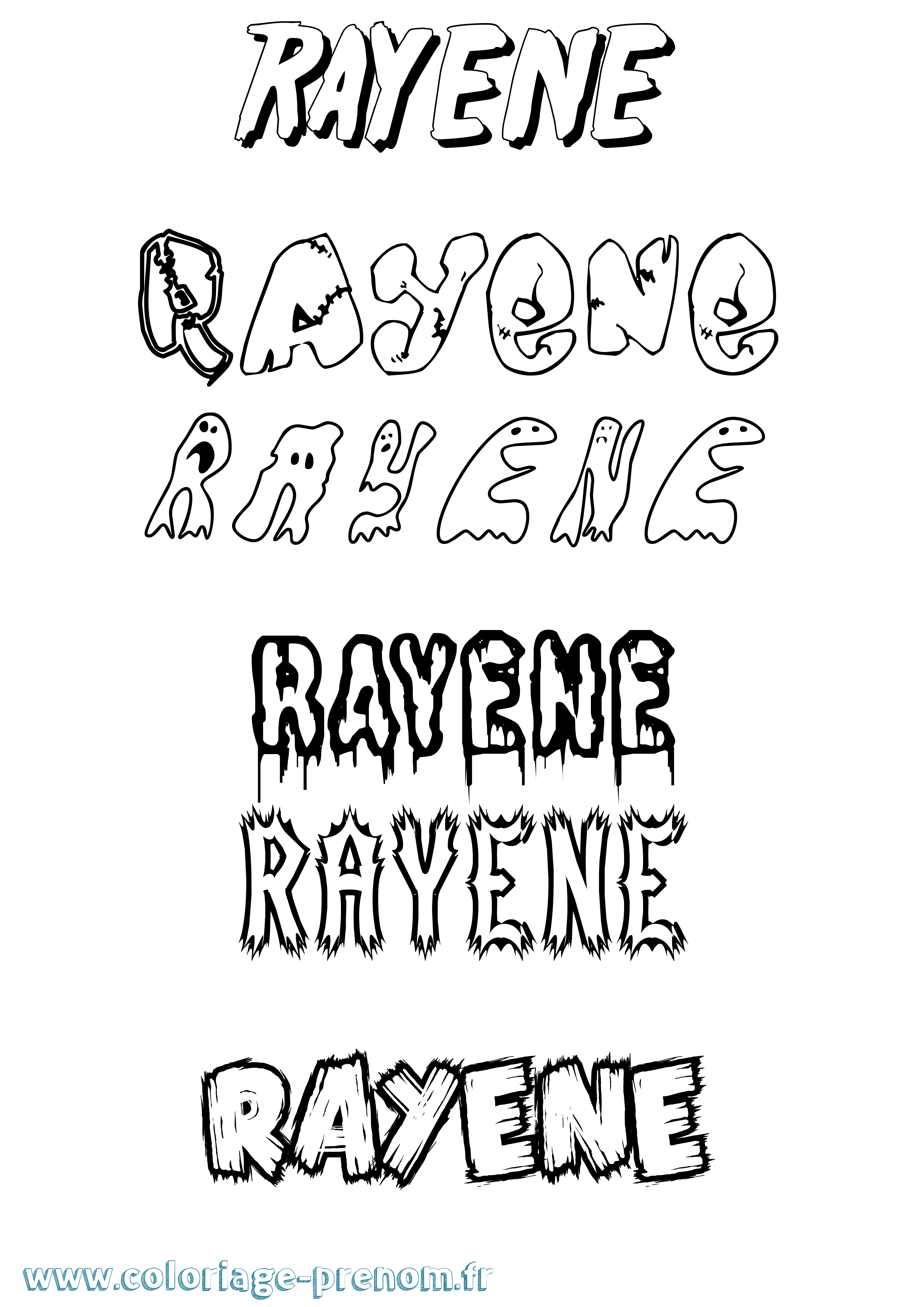 Coloriage Rayene Frisson Coloriage prénom Rayene Frisson
