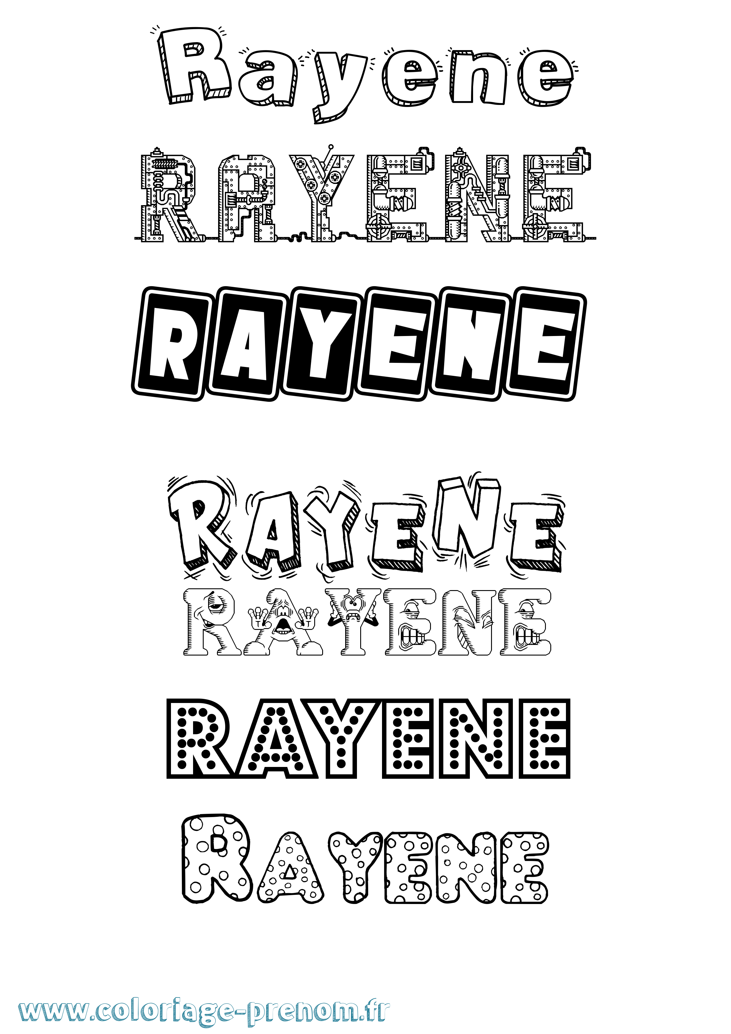 Coloriage Rayene Fun Coloriage prénom Rayene Fun