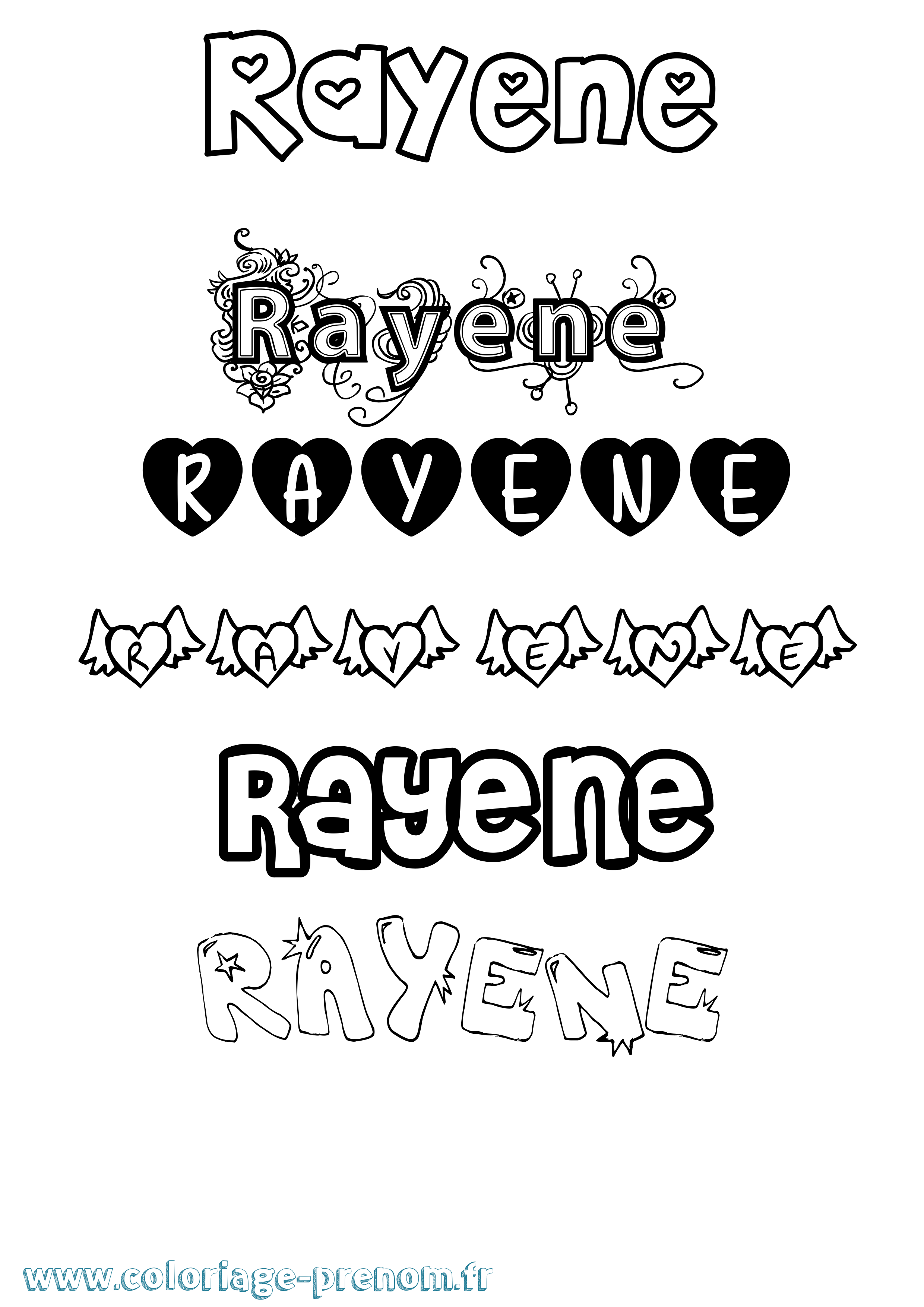 Coloriage Rayene Girly Coloriage prénom Rayene Girly