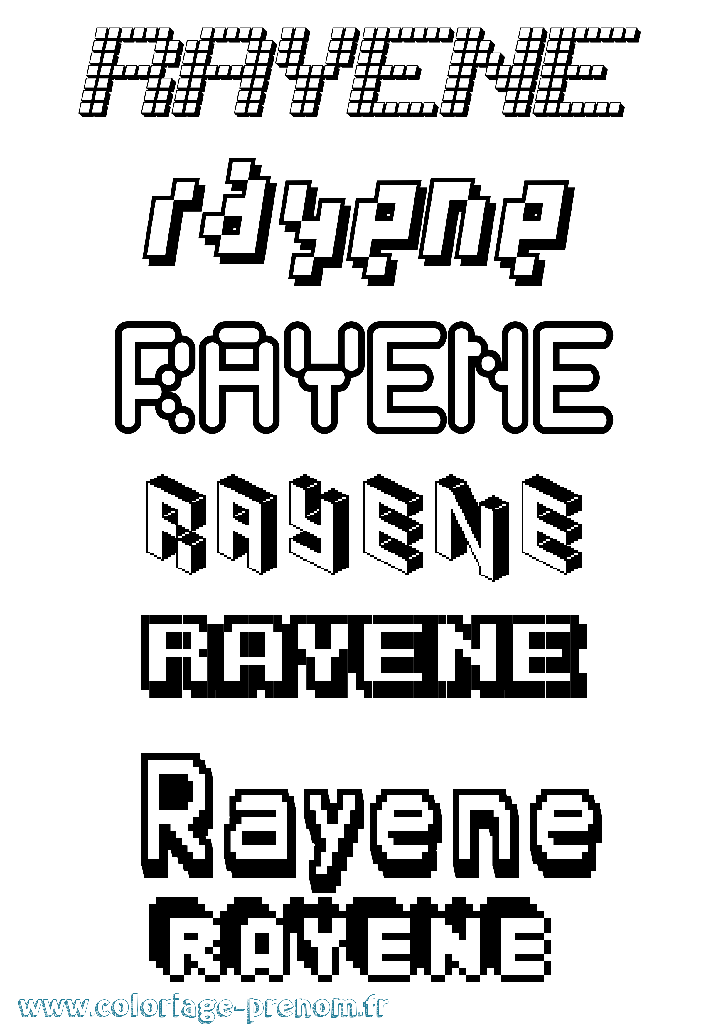 Coloriage Rayene Pixel Coloriage prénom Rayene Pixel